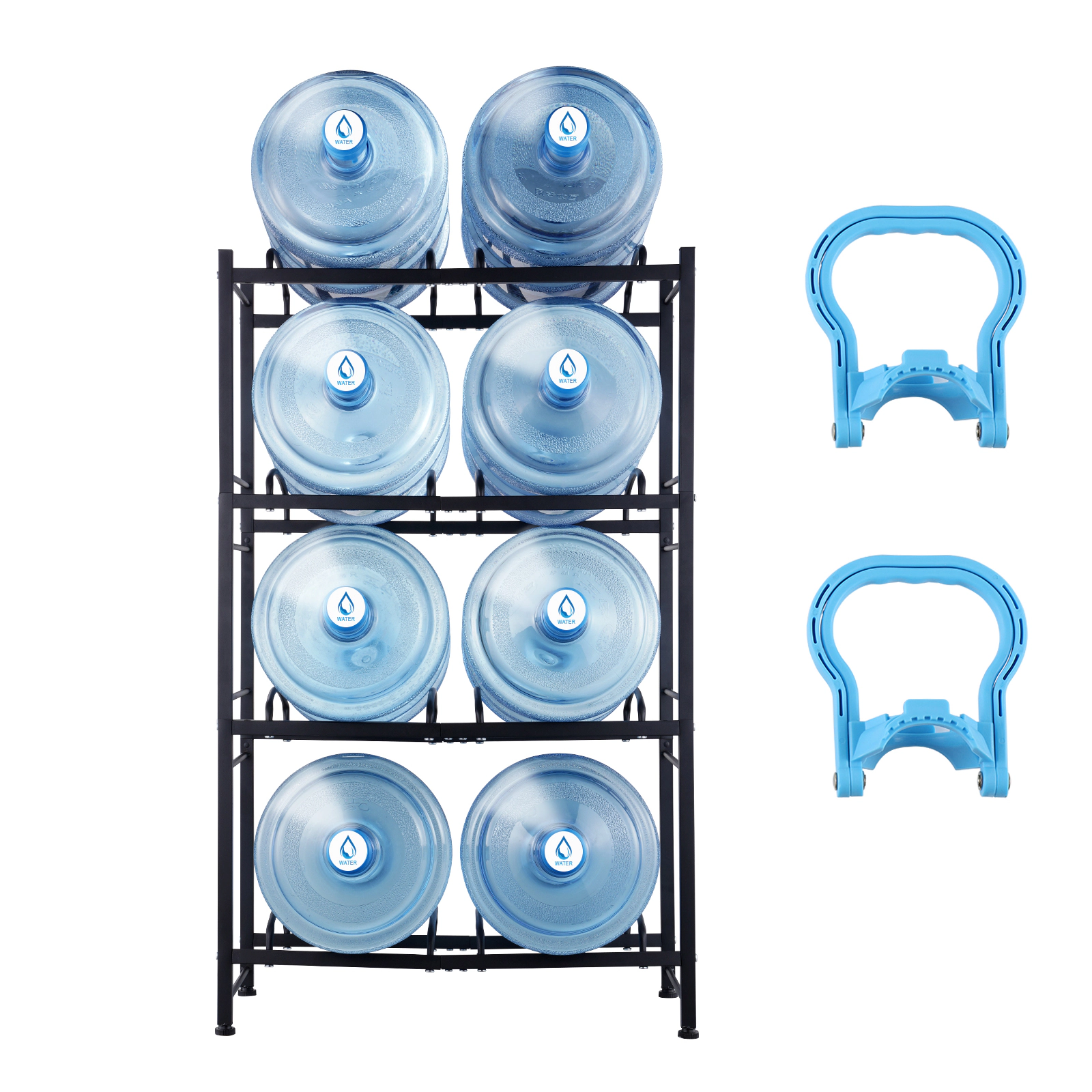 HONGGE Water Jug Holder 5 Gallon Water Bottle Holder Double Row Water Bottle Rack for Heavy Duty Water Jug Rack for