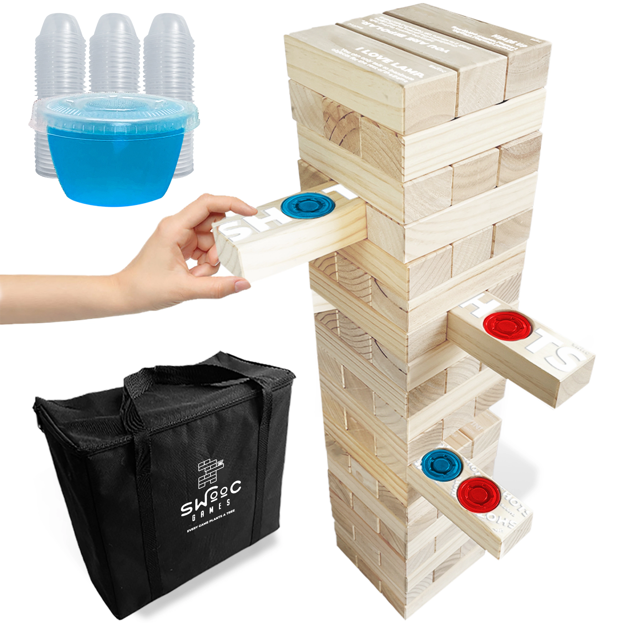 Swooc Games | Giant Tower Party Game with Hidden Shots