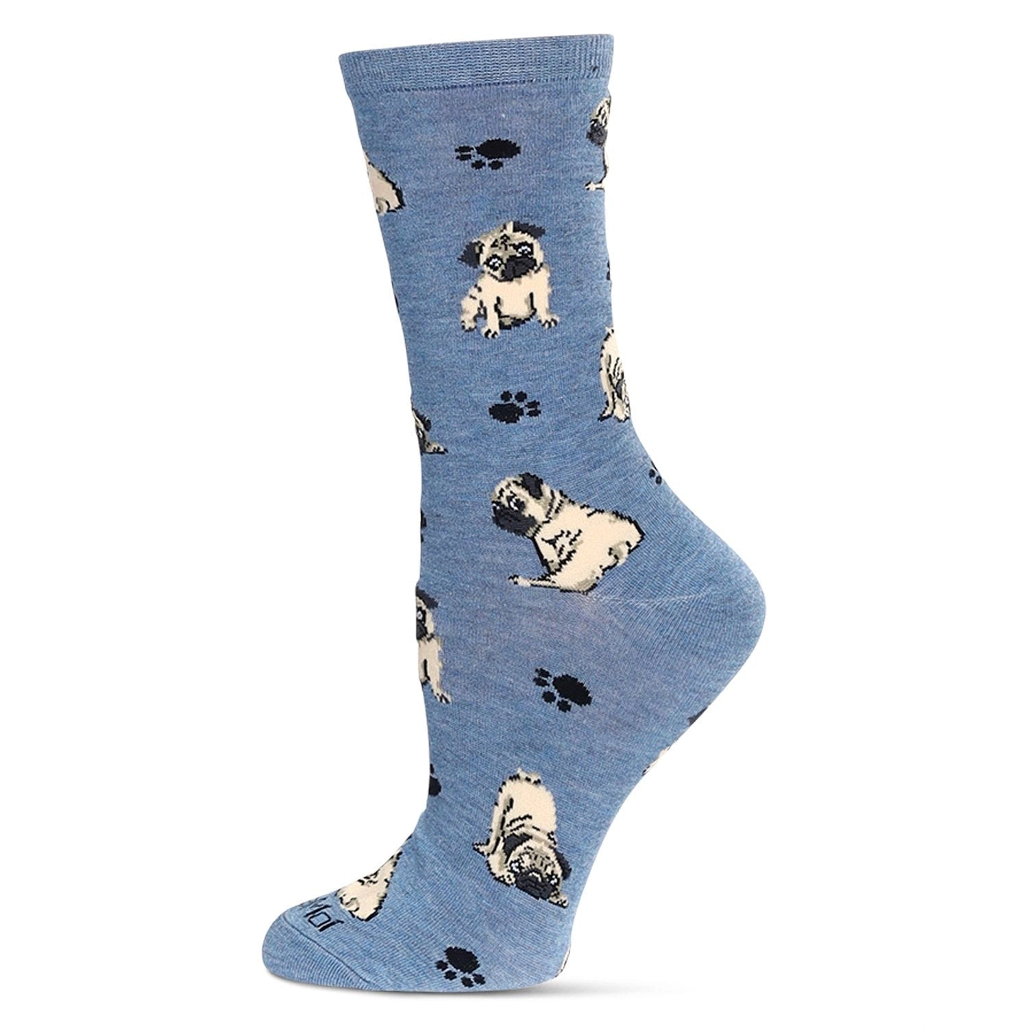 MeMoi Women's Pugs Bamboo Crew Socks