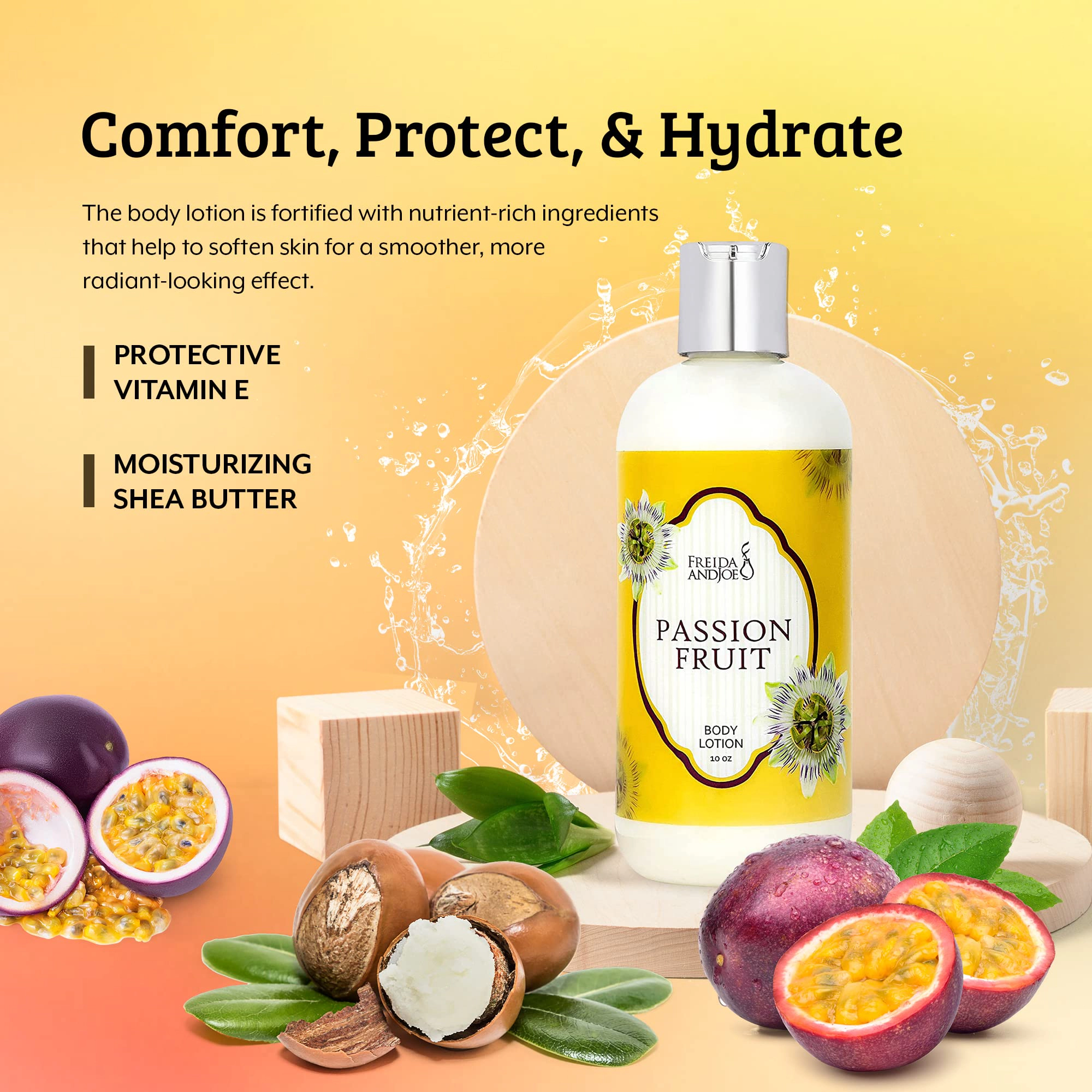 Freida and Joe Womens Passion Fruit 10oz Deep Moisturizing Fragrance Body Lotion & 8 oz. Fine Fragrance Body Mist Set