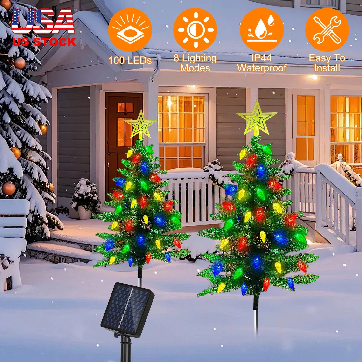 GBruno 2-Pack Solar Christmas Tree Pathway Lights