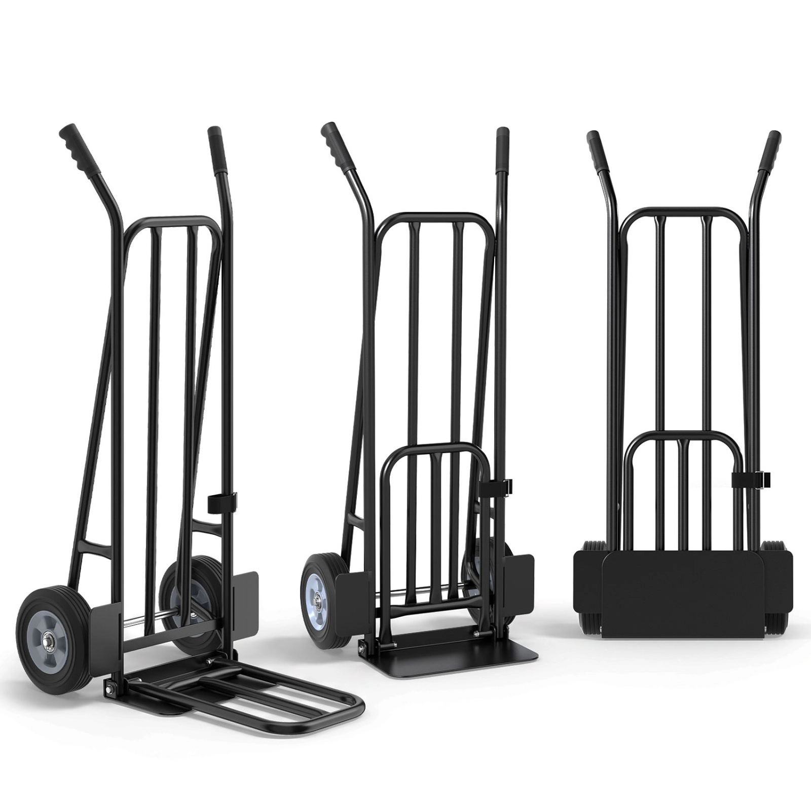 SUGIFT 660-lb Capacity Folding Hand Truck Dolly with Dual Nose Plates and 8-in All-Terrain Wheels