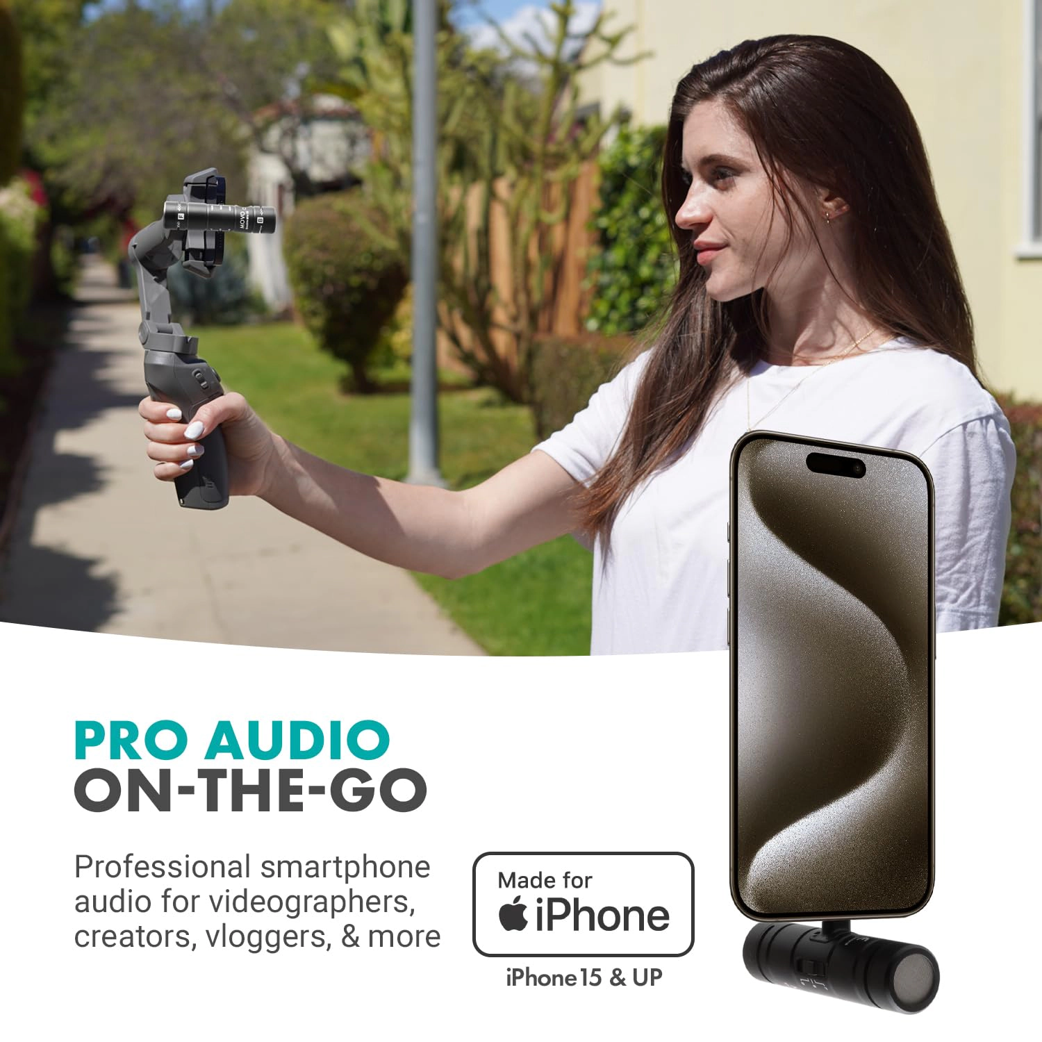 Movo DoubleMic-UC Dual Capsule USB C Microphone for iPhone 15/16/17 - Two-Sided Cardioid Condenser Microphone for Video