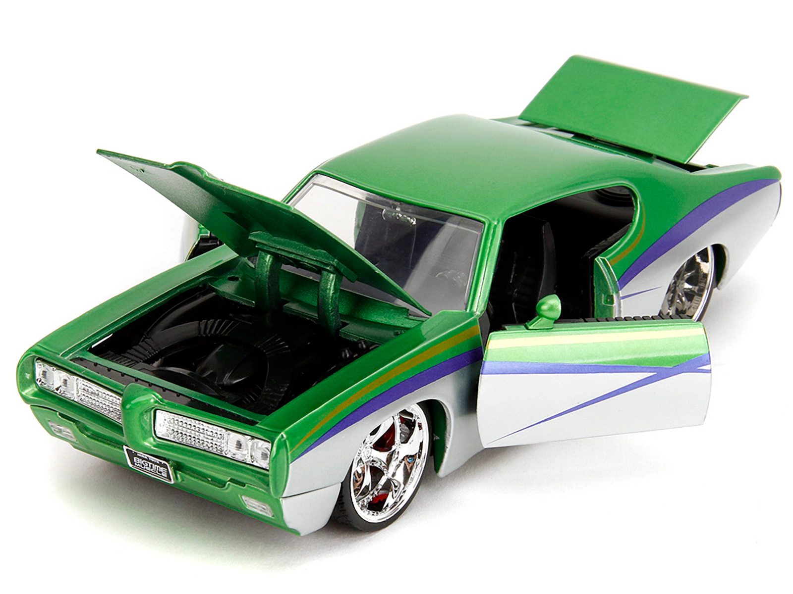Jada 1969 Pontiac Gto Judge Green Metallic And Silver With Stripes "Bigtime Muscle" Series 1/24 Diecast Model
