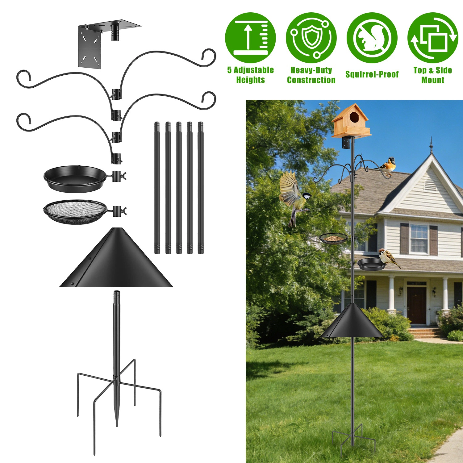 GBruno Heavy-Duty Bird Feeder Pole Station