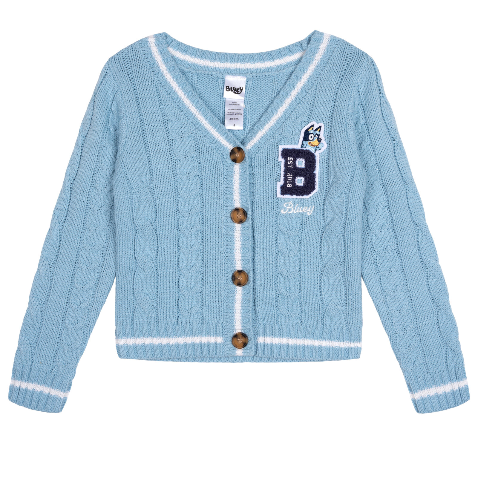 Bluey Girls' Varsity Cardigan Sweater