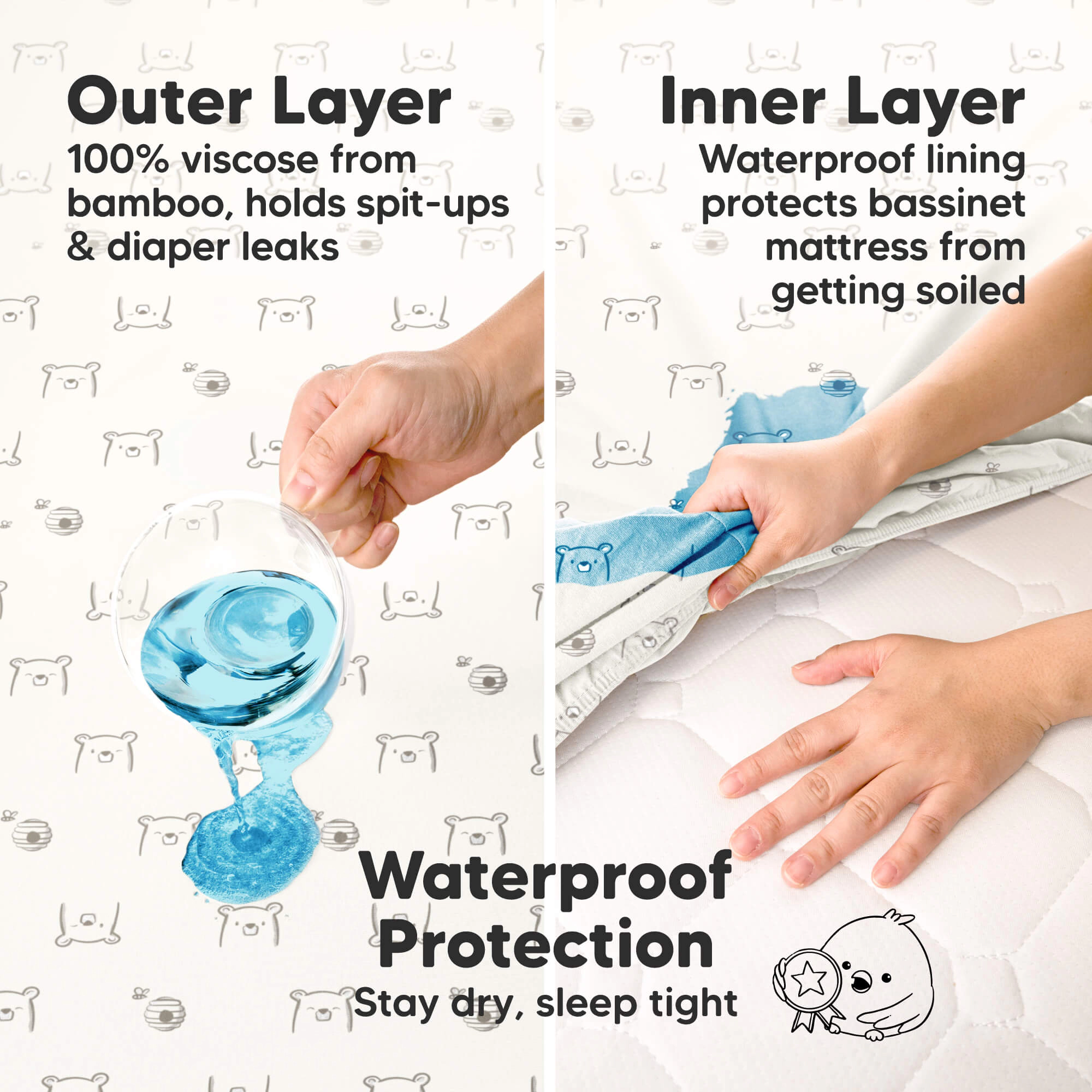 KeaBabies 2-Pack Isla [Protect+] Waterproof Bassinet Sheets
