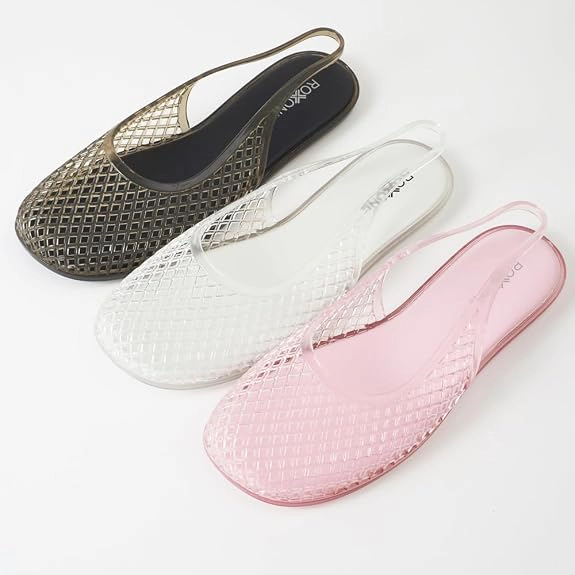Roxoni Women's Jelly Slingback Flats Breathable Mesh Sandals