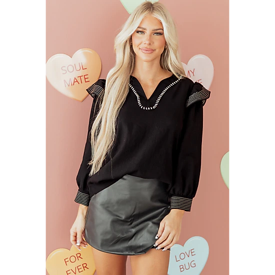 Threaded Pear Women's Elowen Long Sleeve Blouse Long Sleeve Top