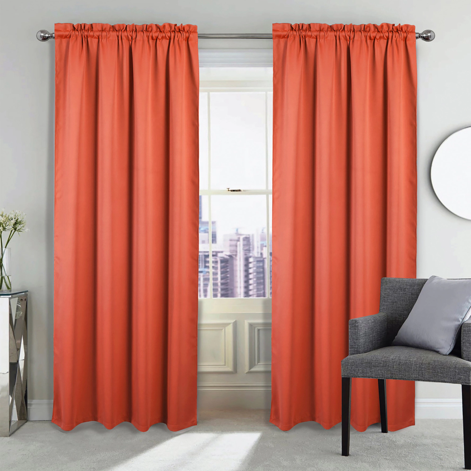 RT Designers Collection 100% Polyester Twilight Blackout Rod Pocket Curtain Panel 54" x 84" Coral