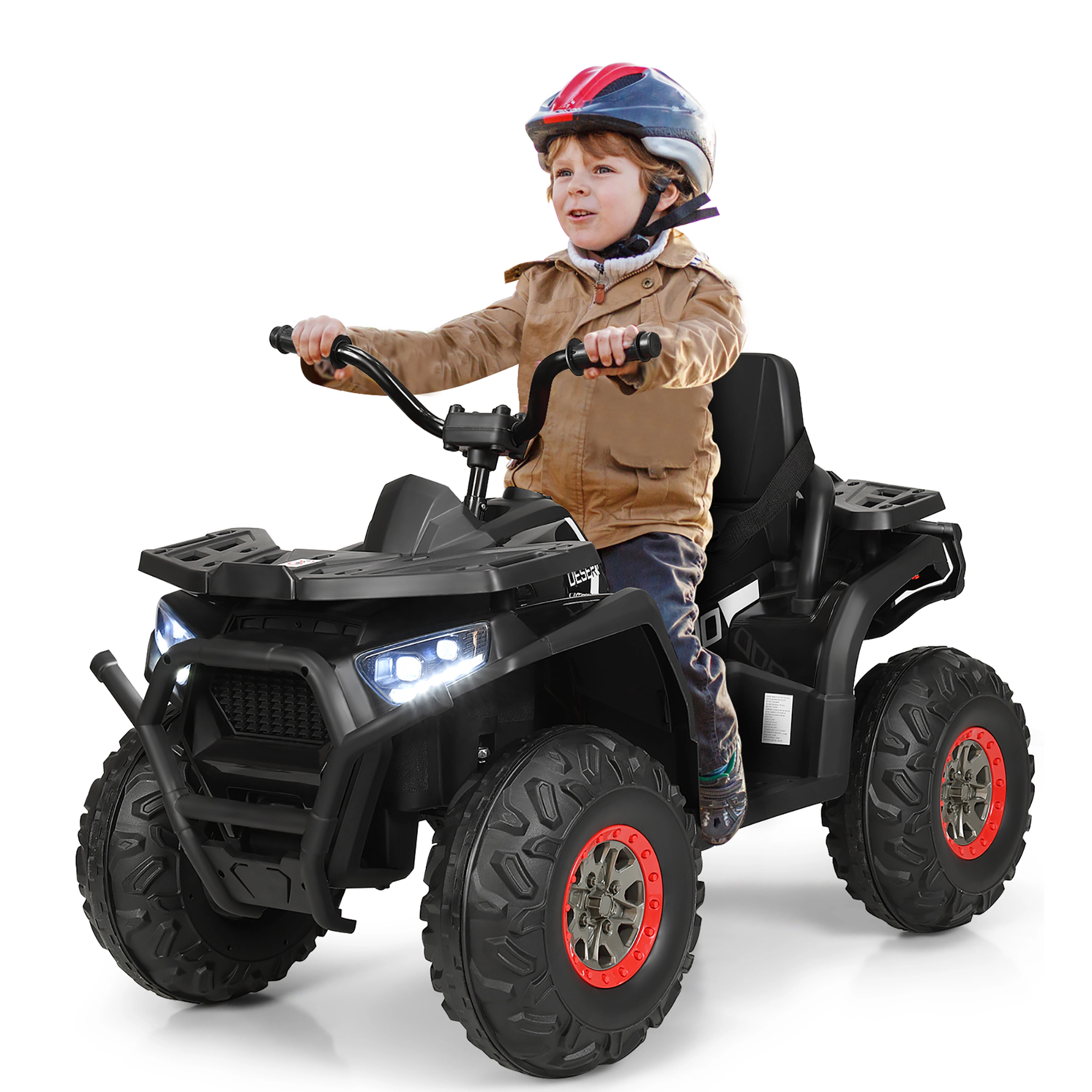 Costway 12V Kids Electric 4-Wheeler ATV Quad 2 Speeds Ride On Car w/MP3&LED Lights Black
