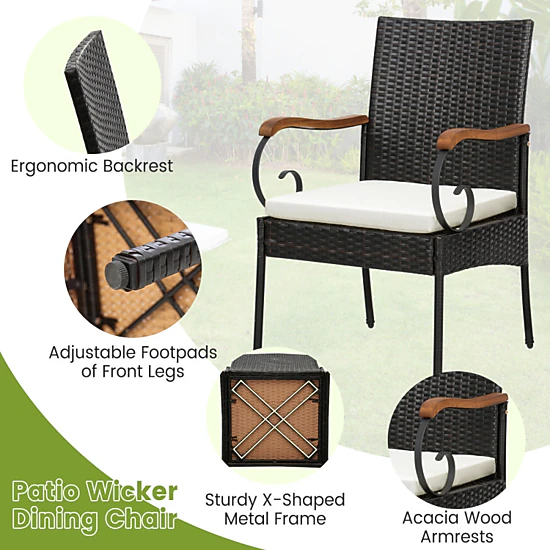 Hivvago 5 Pieces Patio Rattan Dining Set With Umbrella Hole For Poolside Backyard