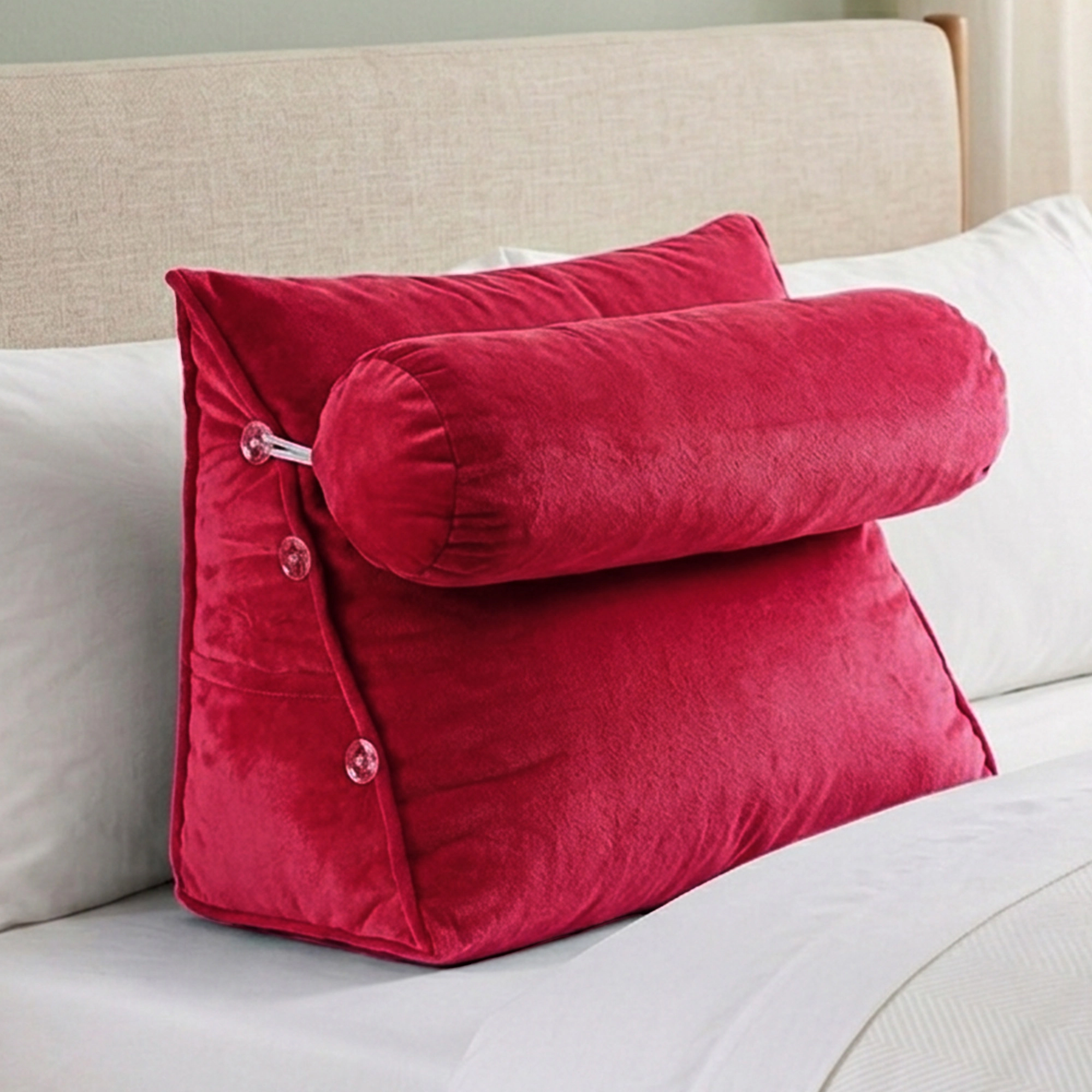 Cheer Collection Adjustable Wedge Reading Pillow with Detachable Bolster and Backrest Support