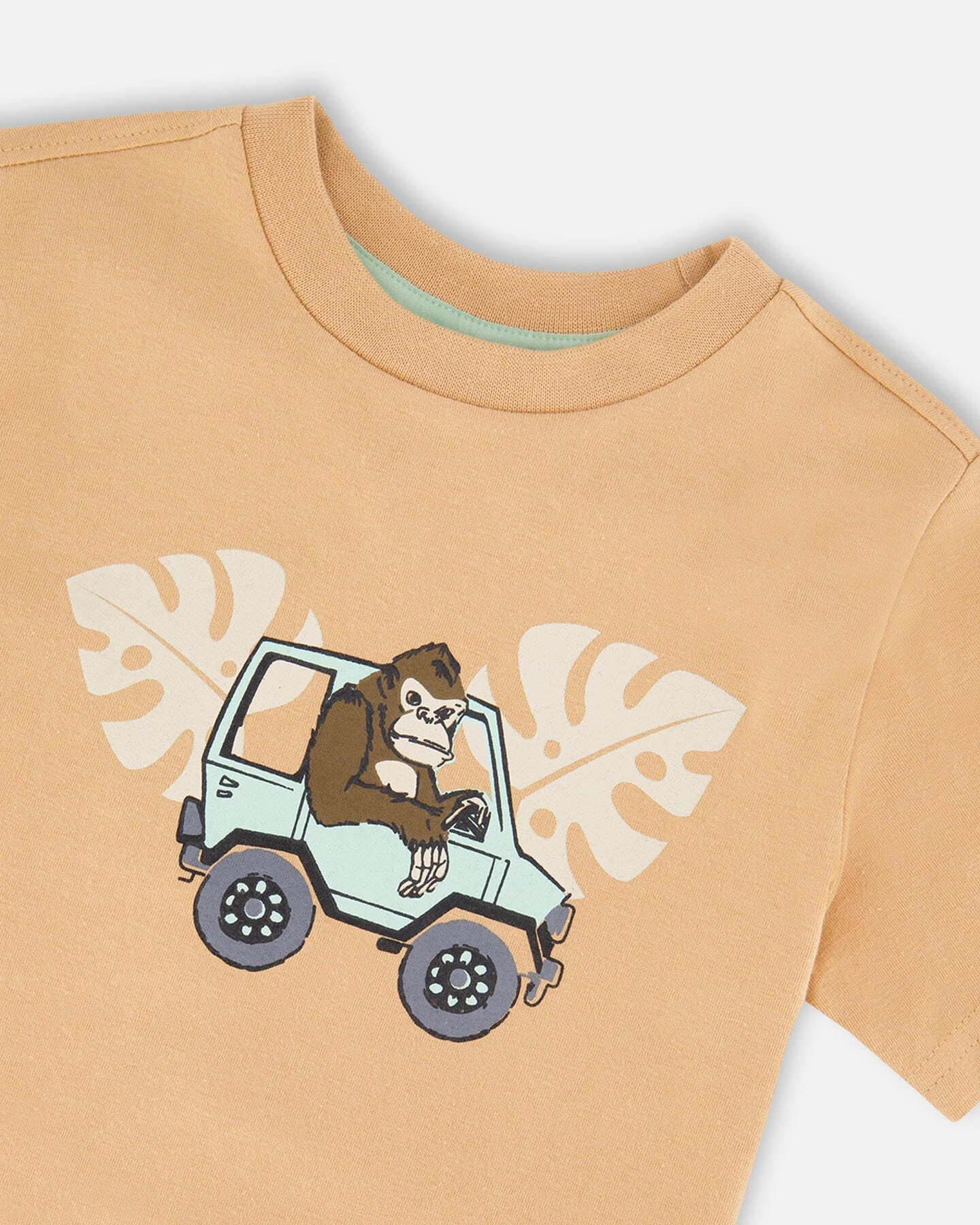 Deux par Boys Organic Cotton Gorilla Jeep Graphic Short Sleeve T-Shirt