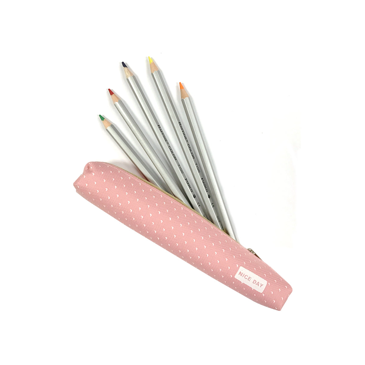 Wrapables Small Slim Polka Dot Pencil Pouches (Set of 3) - Green, Pink, Yellow