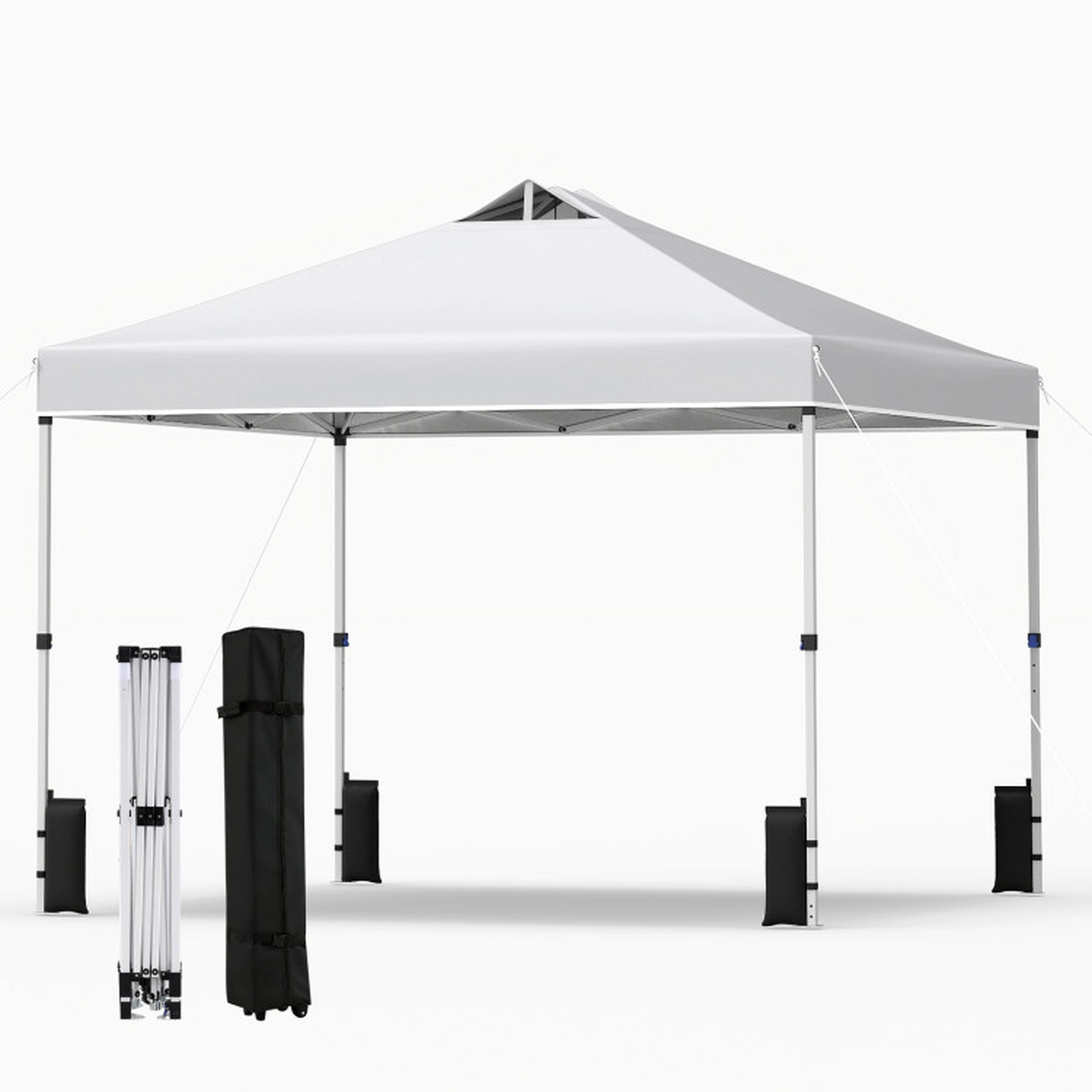 SUGIFT 10 x 10Feet Pop Up Outdoor Commercial Canopy Tent with One-Hand Center Lock and Roller Bag White