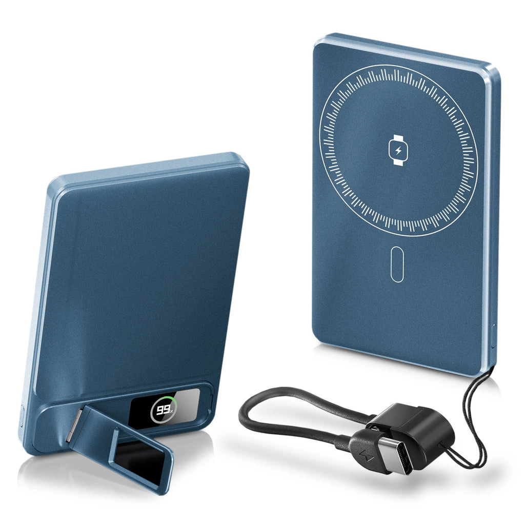 Alpha Digital 5,000mAh, Ultra-Thin, Magnetic Wireless Charging, Phone Stand - Power Bank