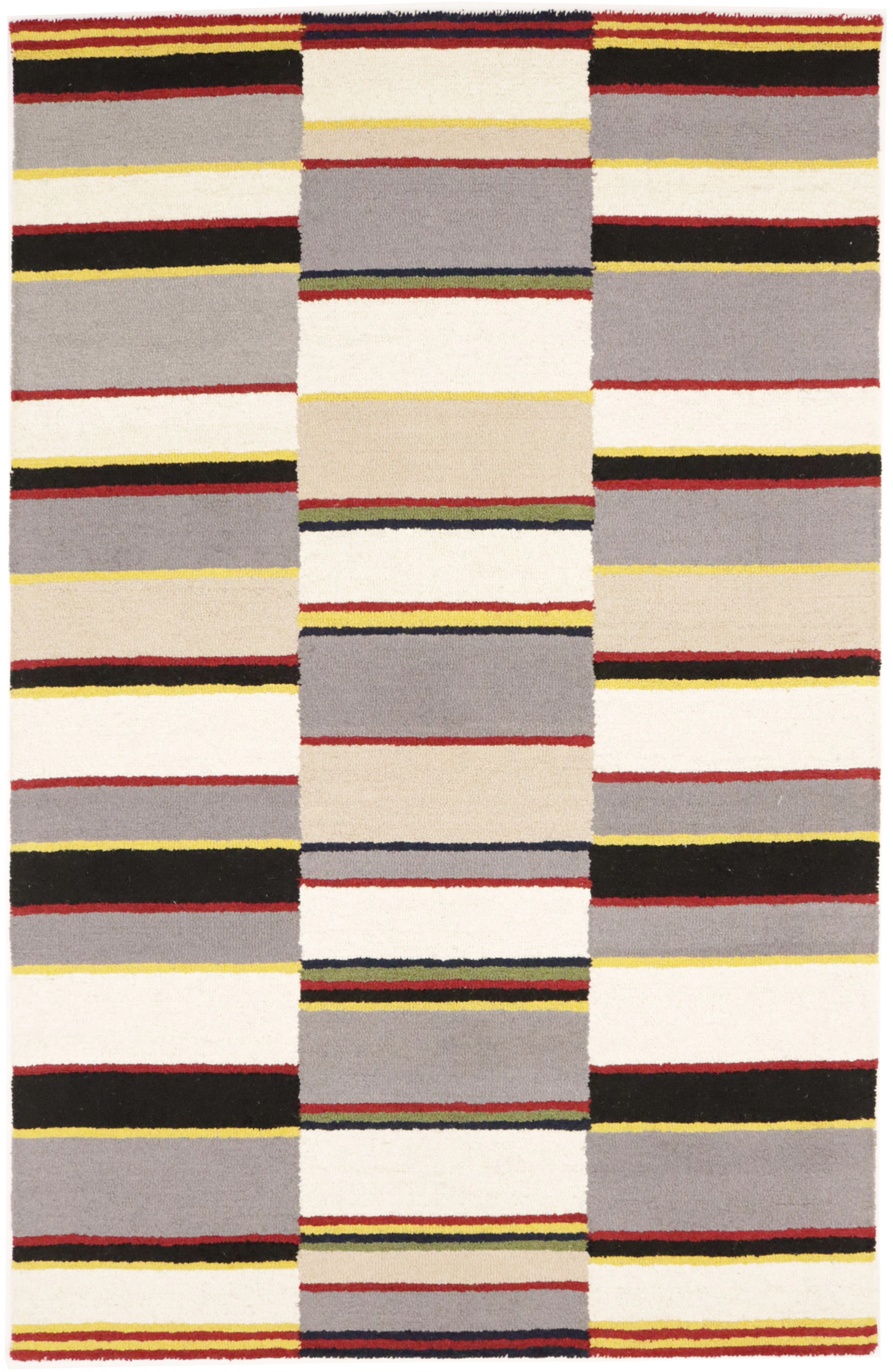 Magic Rugs 5'0 X 8'0 Multicolored Stripes Hand-Tufted Oriental Wool Rug