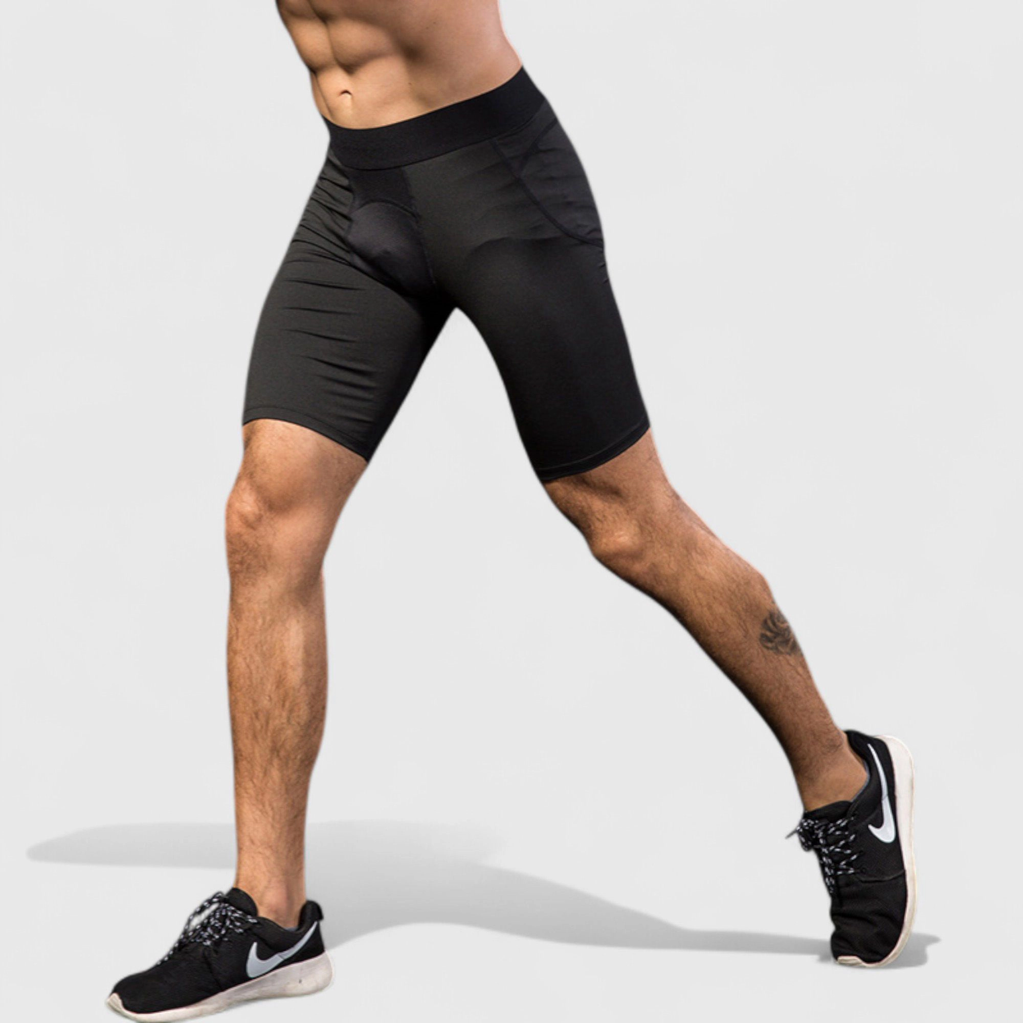 Anna-Kaci Men's Padded Compression Cycling Shorts with Wide Waistband and Mid-Thigh Length