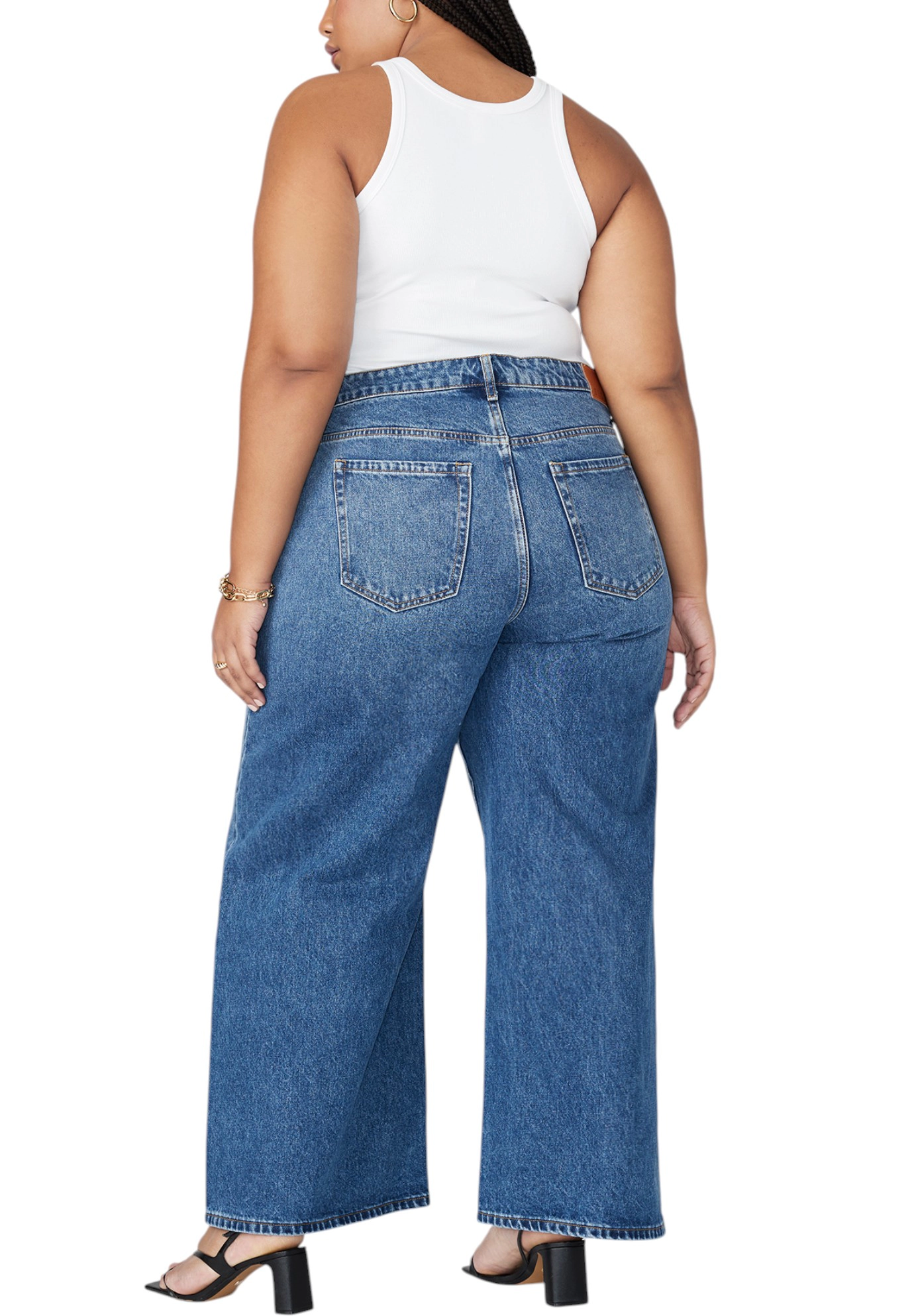 ELOQUII Women's Plus The Yvette Rigid Wide Leg Jean