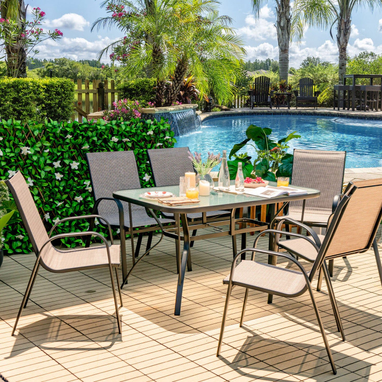 Hivvago 7-Piece Patio Dining Set With 6 Stackable Chairs