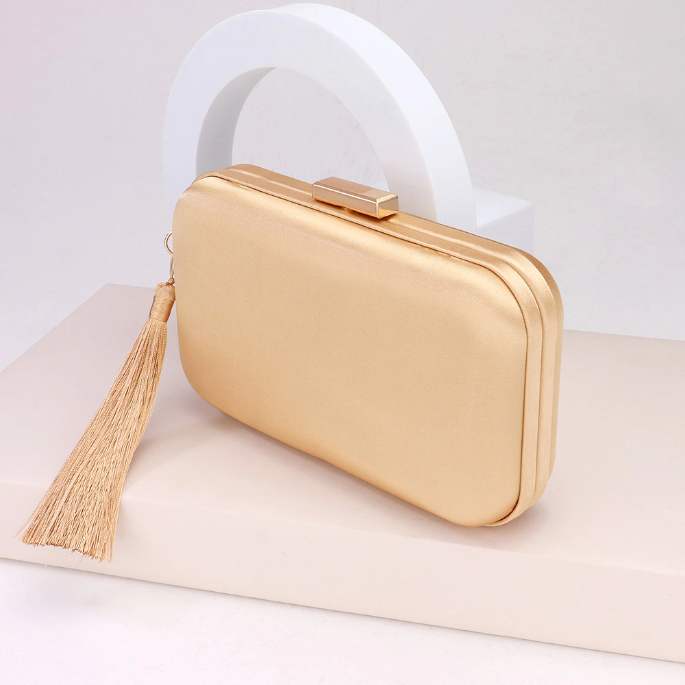 Fashnzfab Tassel Pointed Solid Clutch / Crossbody Bag