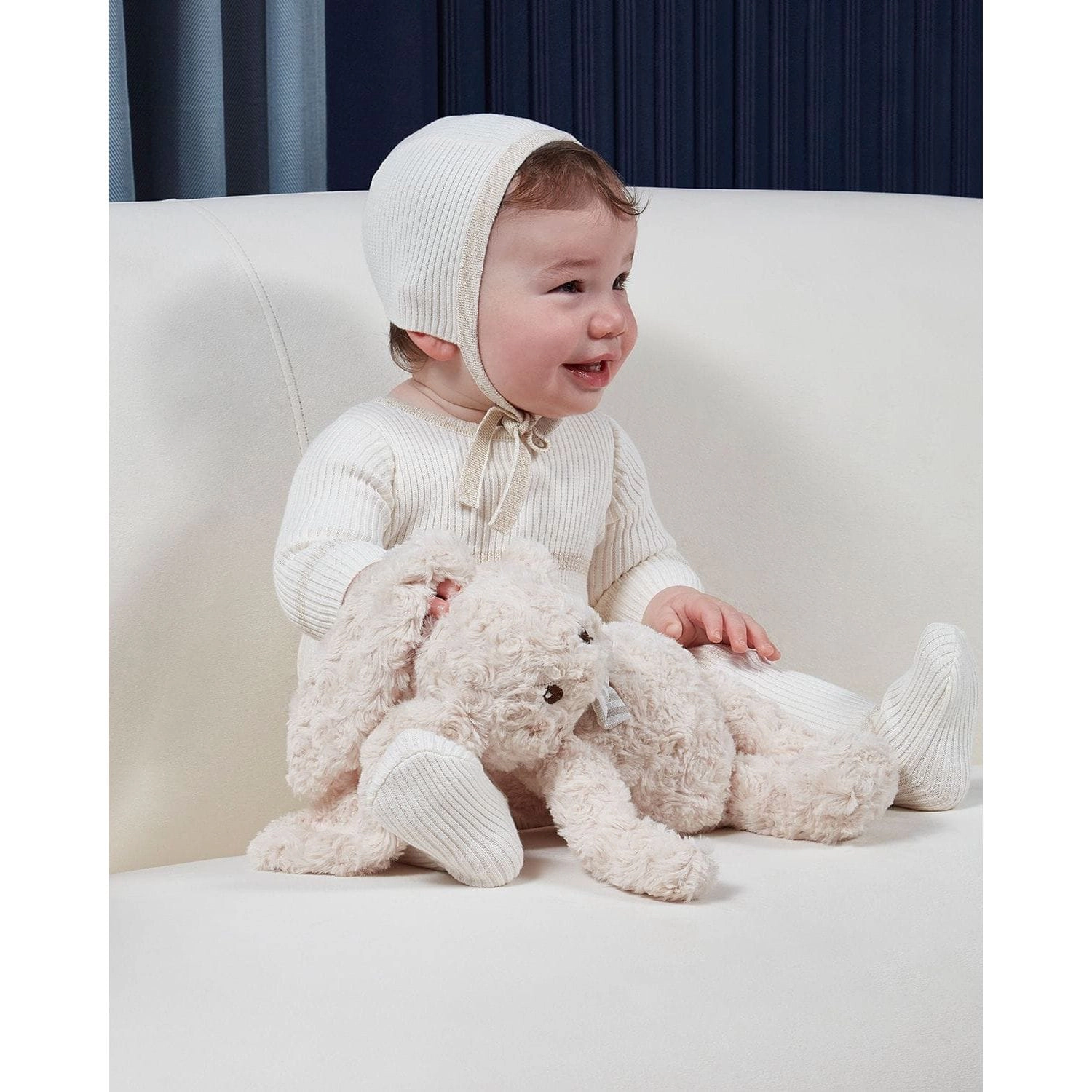 MeMoi Baby Gold Lurex Trimmed Ribbed Cotton Footie
