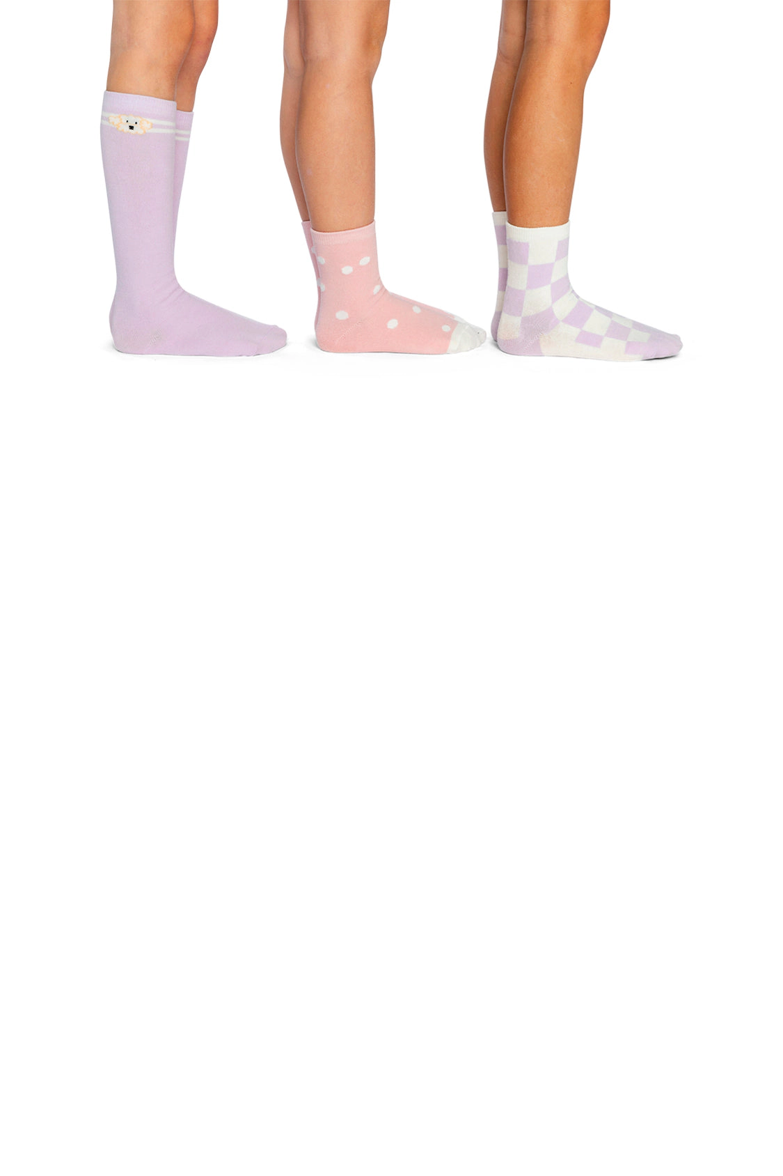 Deux par Girls Poodle, Polka Dot & Checkered Socks (3 Pairs)