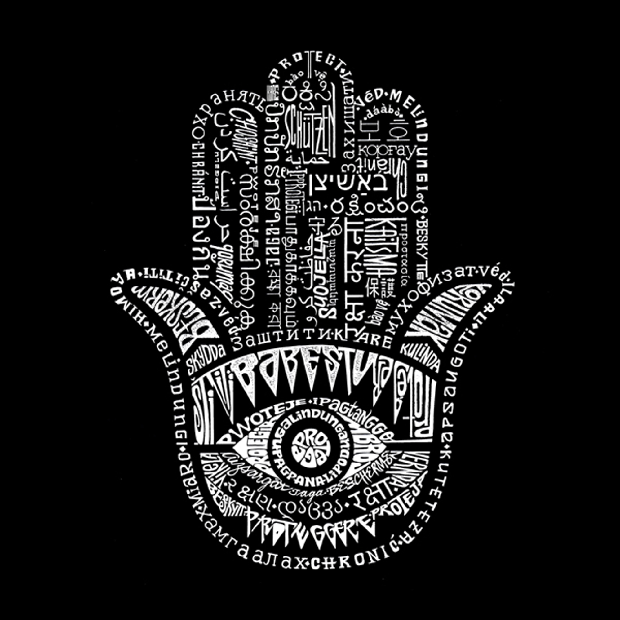 LA Pop Art Hamsa - Men's Word Hooded Sweatshirt