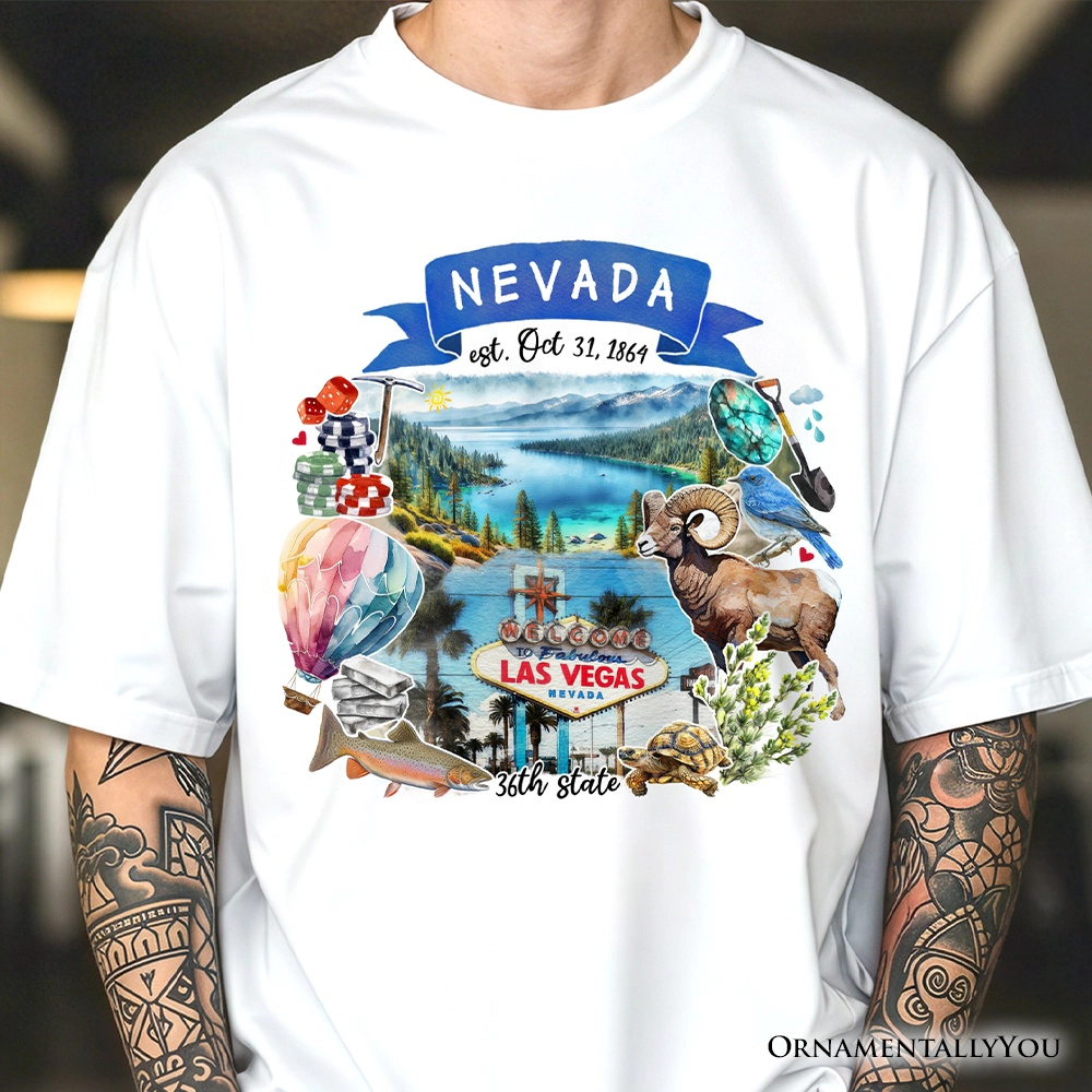 OrnamentallyYou Unisex Artistic Nevada State Themes And Landmarks T-Shirt