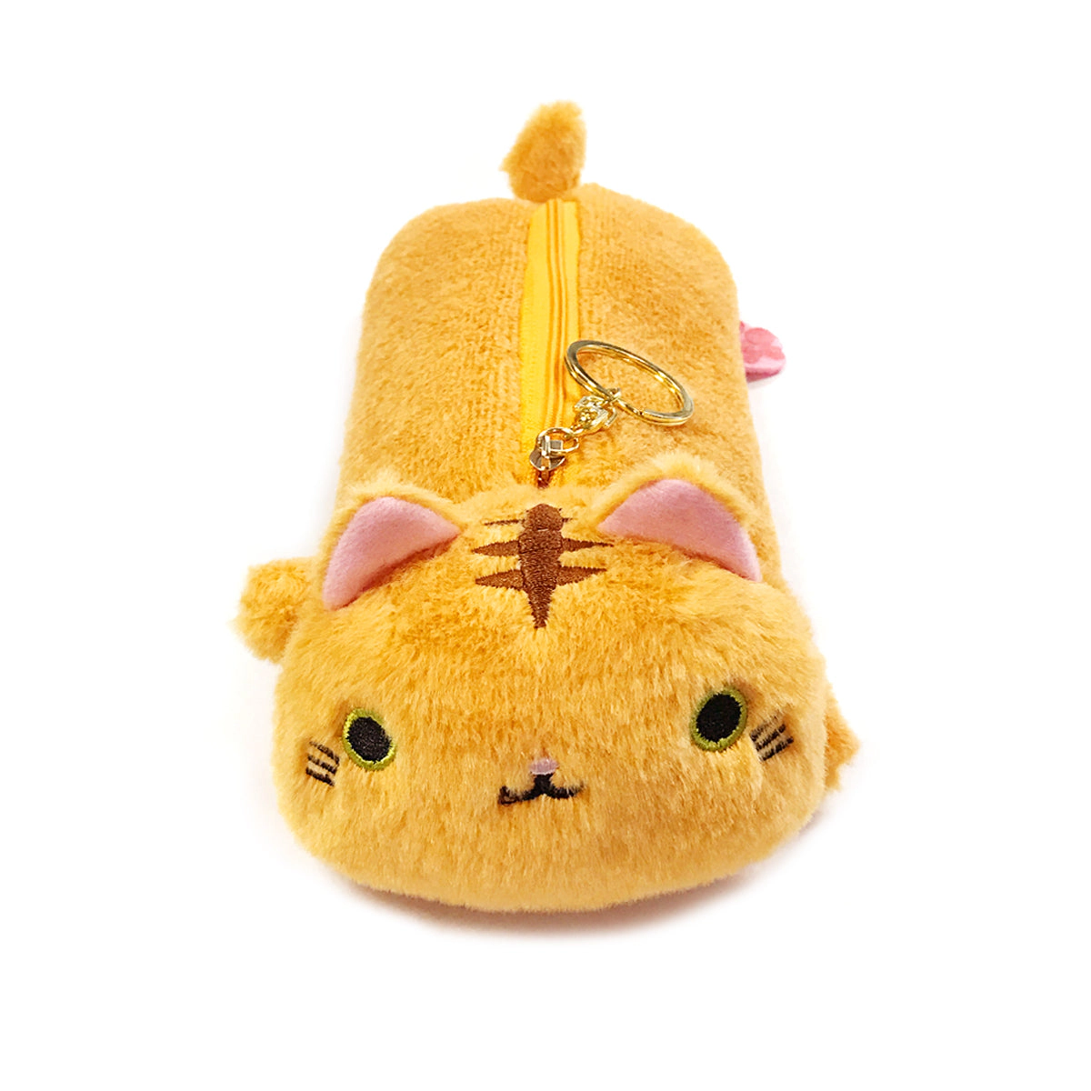 Wrapables Plush Cat Pencil Pouch, Orange