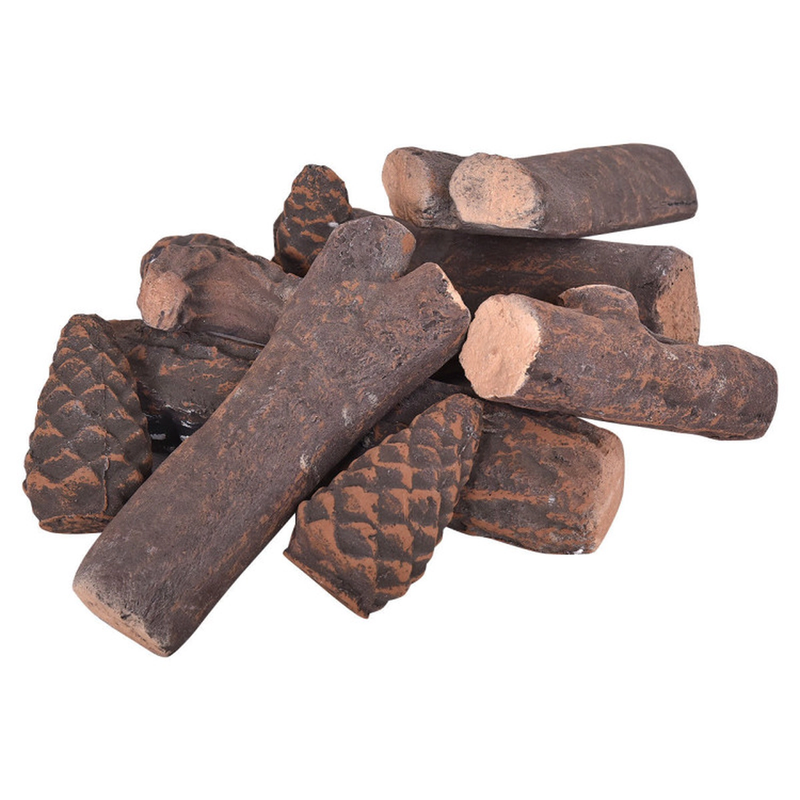 SUGIFT 9-Piece Realistic Ceramic Fireplace Logs Set for Gas Fireplaces 9 x 2 x 2-in Largest Log 1.6-lb Natural Wood