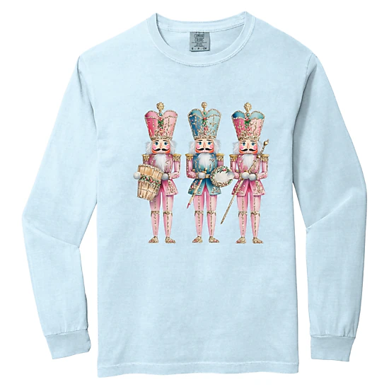 Simply Sage Market - Women's Garment Dyed Long Sleeve Graphic T-Shirt - Nutcracker Pink