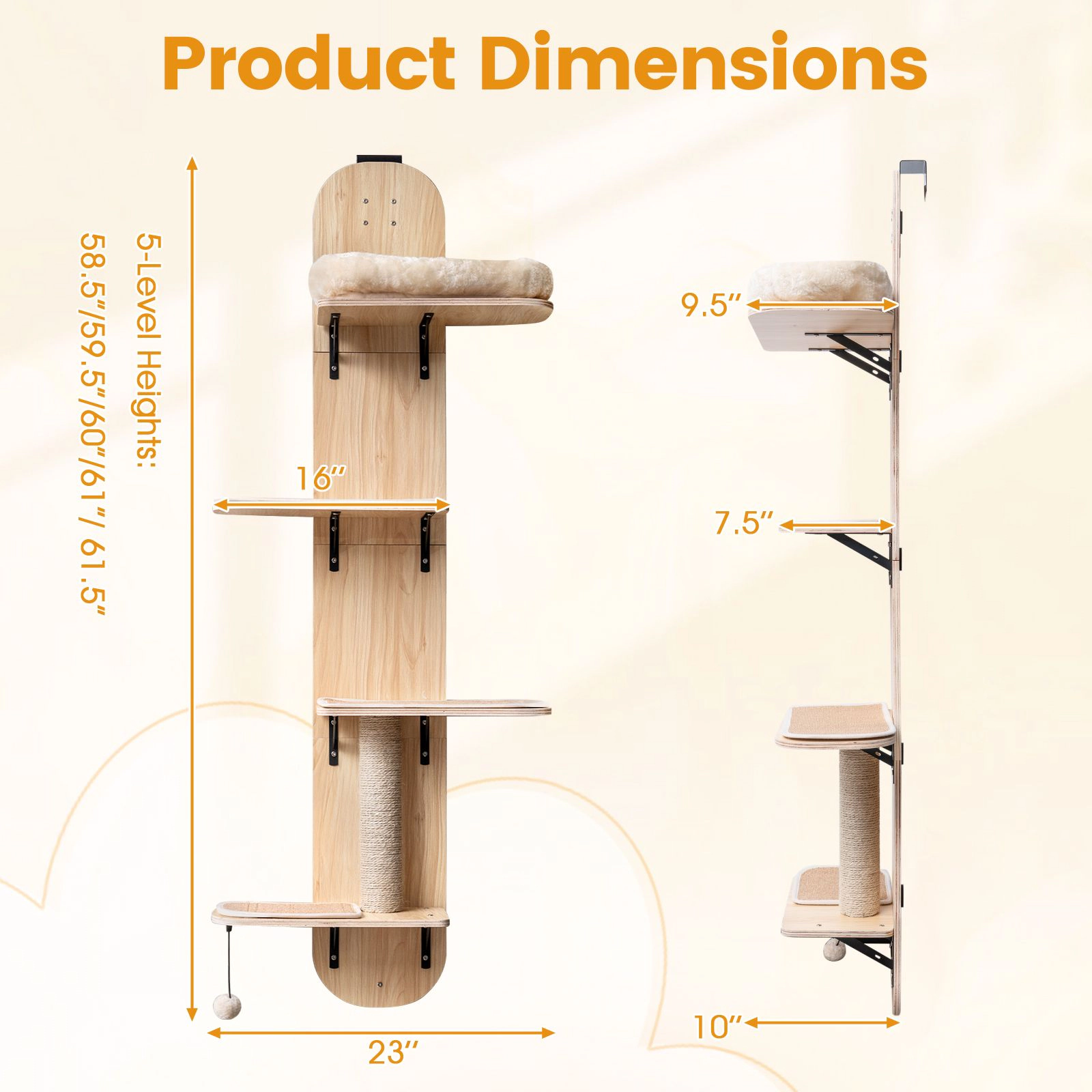 SlickBlue Over Door Cat Tree with 4-Tier Climbing Platforms and Scratcher