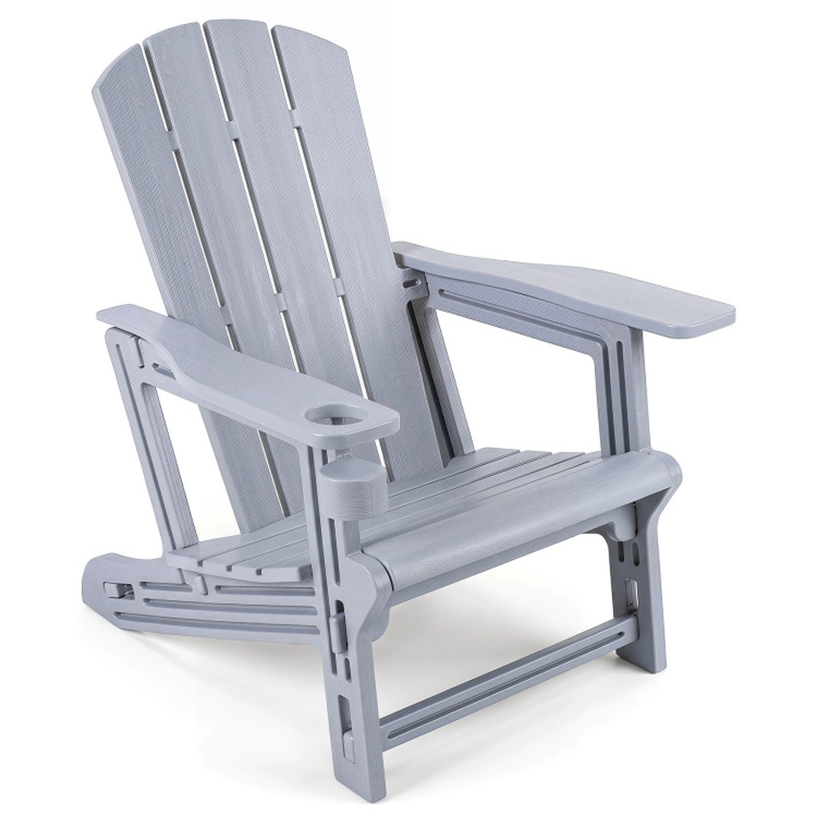 SUGIFT Gray Realistic Wood Grain and Cup Holder for Lawn HDPE Adirondack Chair