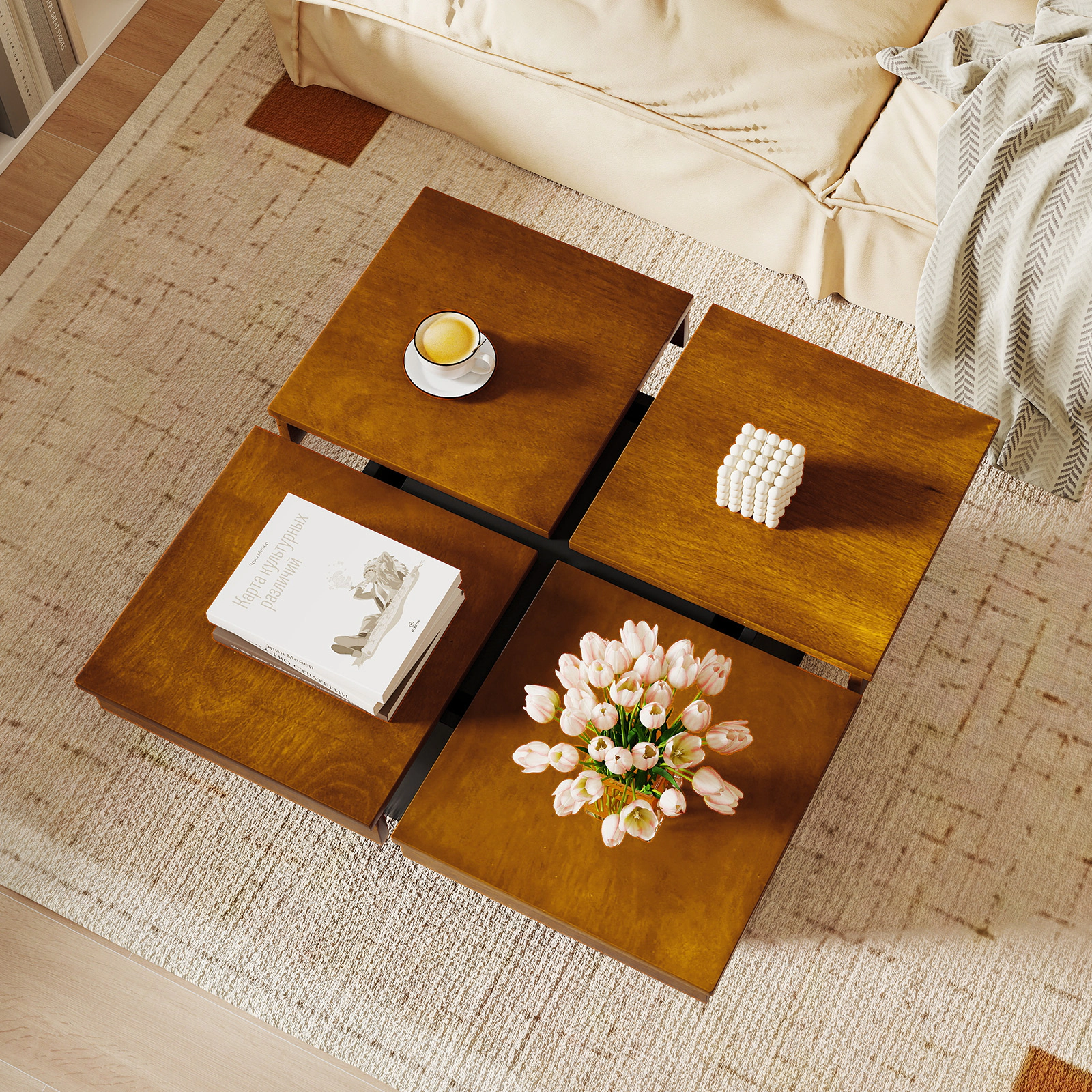 LJG Square Coffee Table Mid Century Modern Center