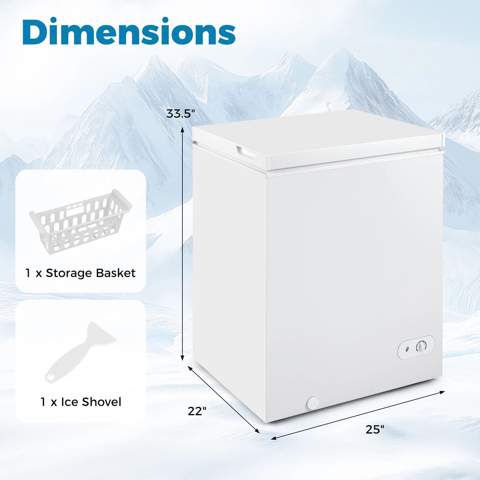 SlickBlue 5 Cu Ft Chest Freezer, 141L Deep Freezer with Basket