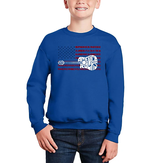 LA Pop Art Boy's Word Art Sweatshirt - America Rocks