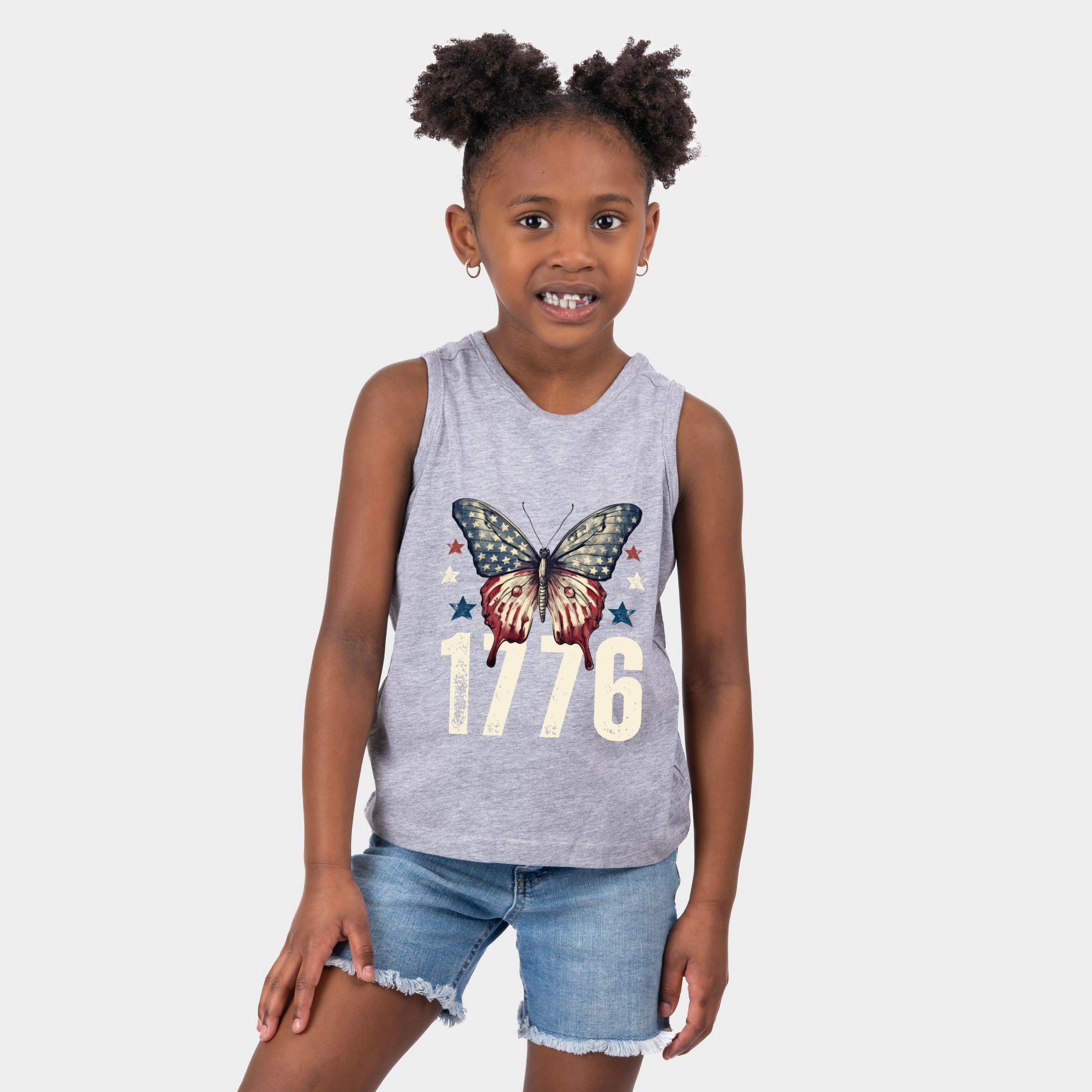 The Juniper Shop - 1776 Butterfly Patriotic Youth Tank Top