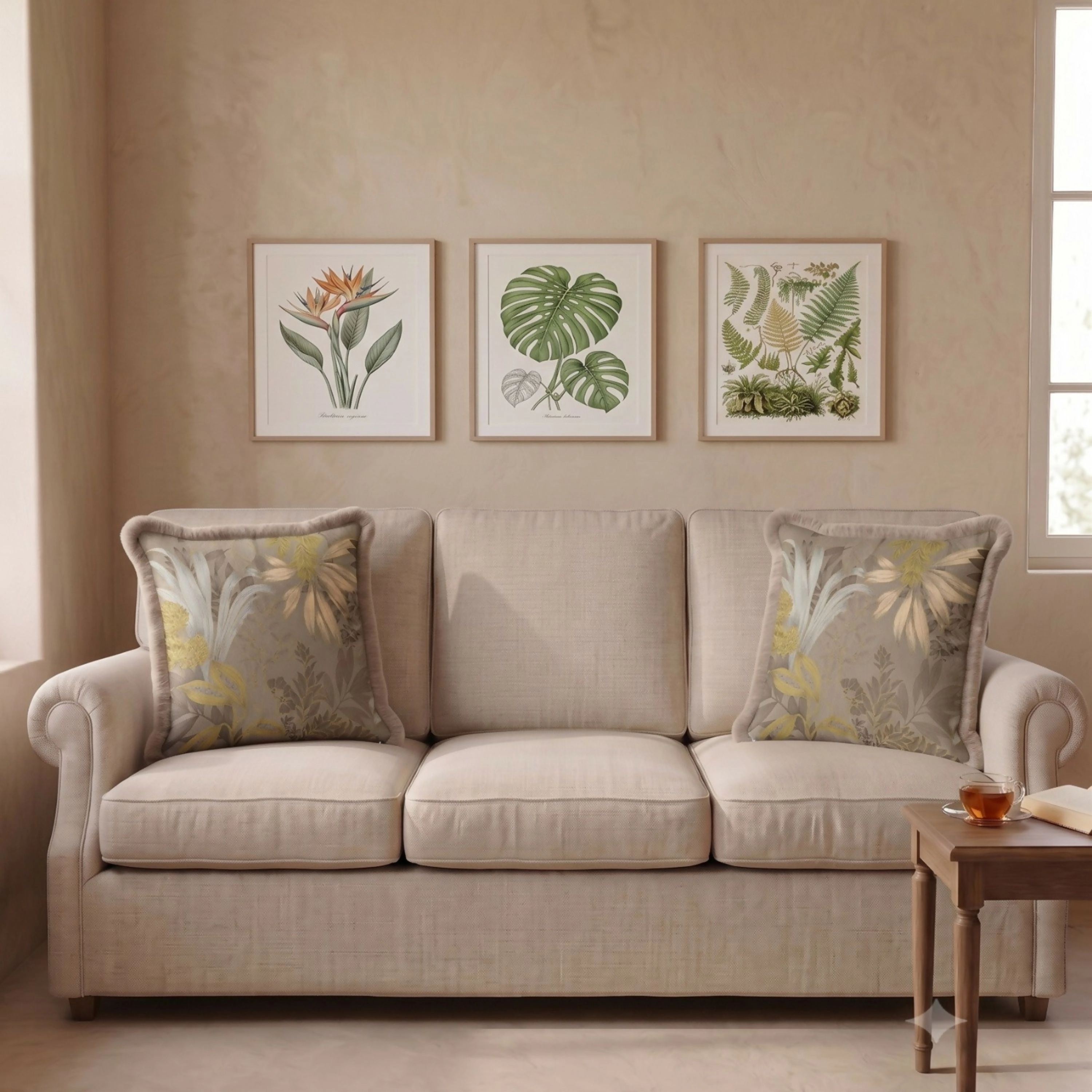 Wear Sierra Leaf Patterned Set of 2 Tasseled Throw Pillow Cover