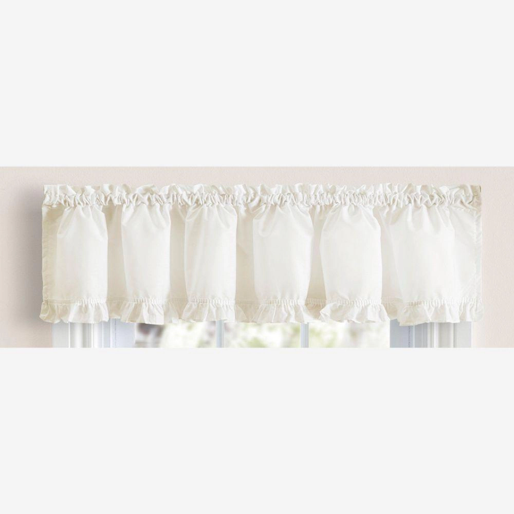 Ellis Home Classic Narrow Ruffle Natural Color Rod Pocket Valance, 74" X 12"