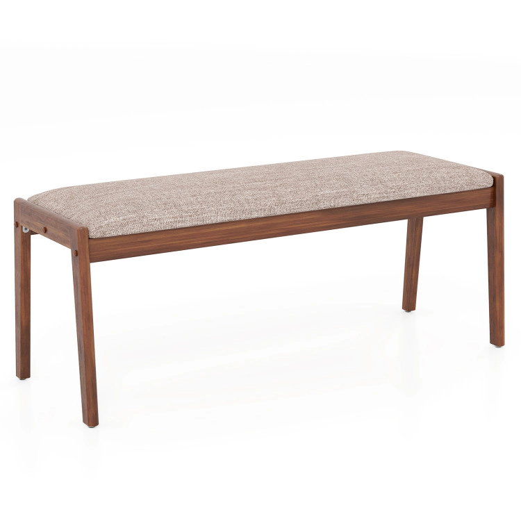 Hivvago 45 Inch Farmhouse Backless Bench with Rubber Wood Legs and Fabric Padded Seat-Beige
