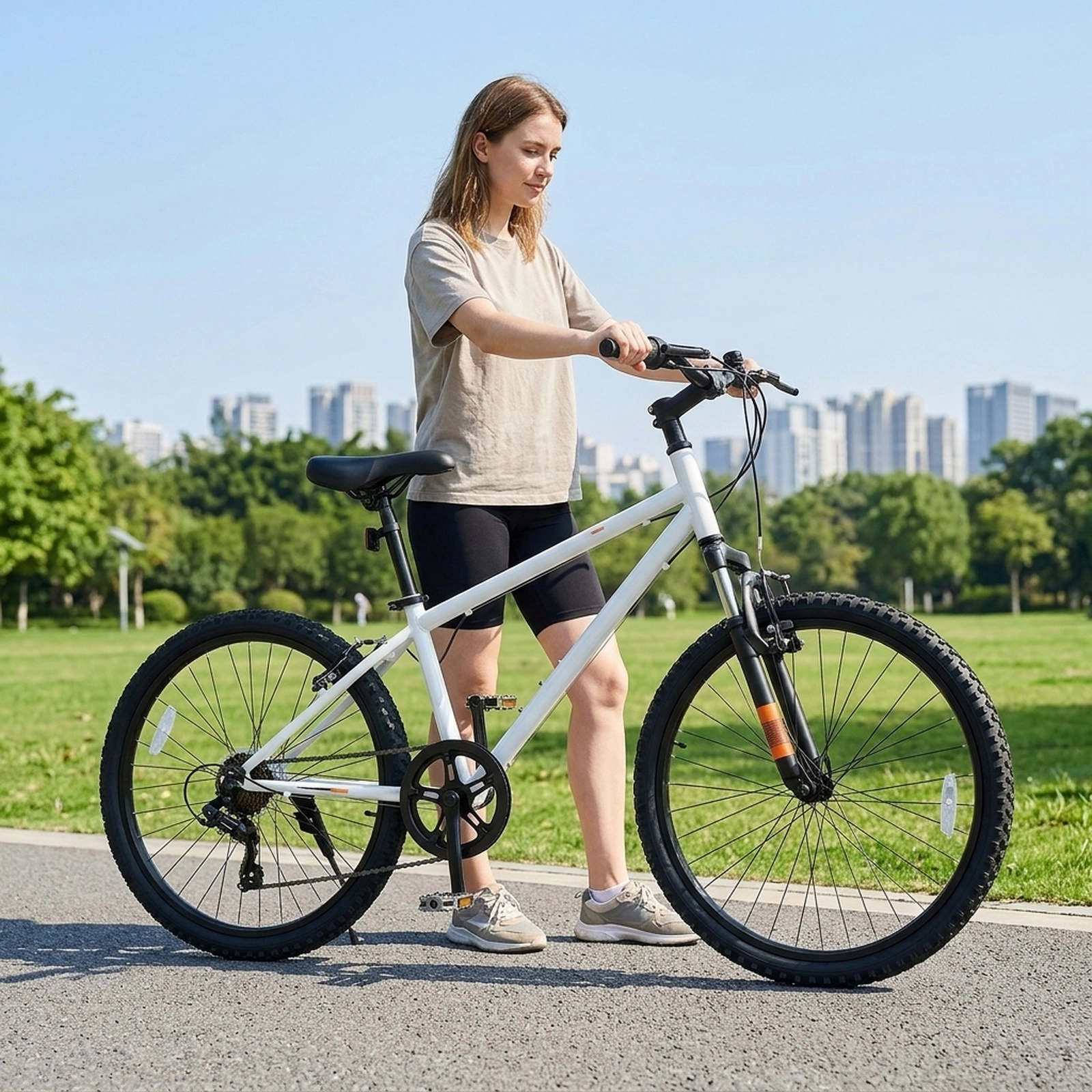 24-in Kids Mountain Bike 6-Speed Boys/Girls Bicycle Front Suspension Fork Dual V-Brakes Adjustable Seat Bell Ages 8+