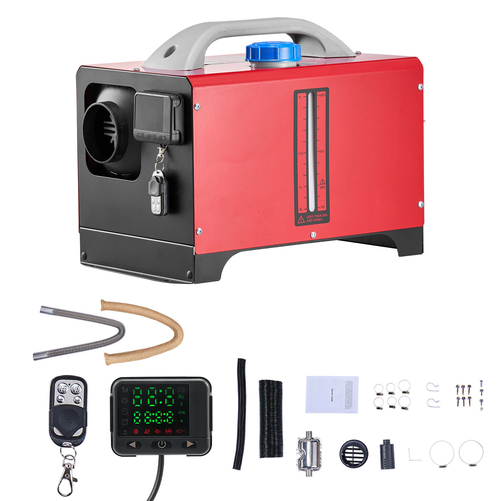 HONGGE Diesel Air Heater 8 kW DC12- 24V Fast Heating Parking with Remote Control and LCD Switch Low Noise