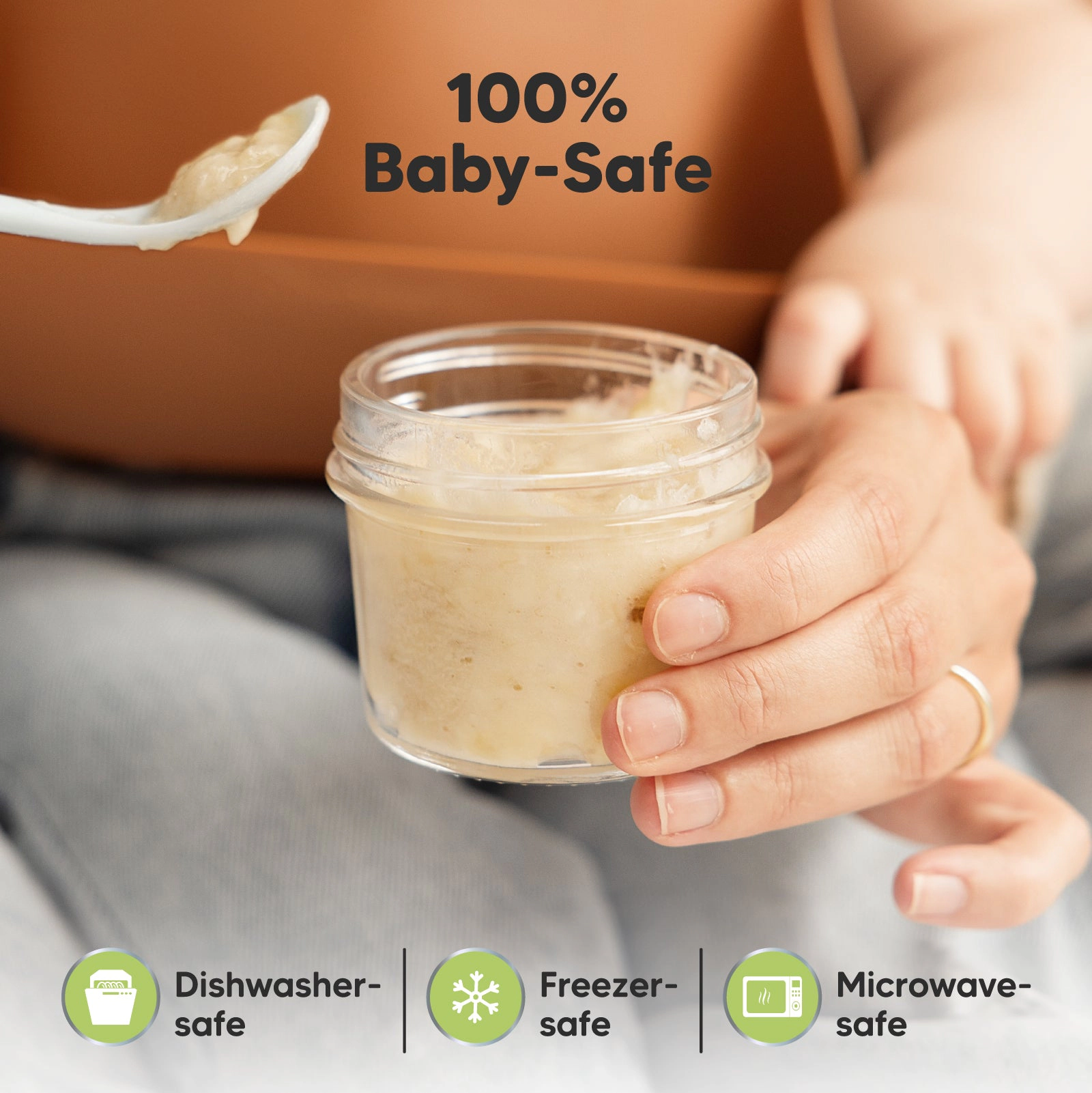 KeaBabies 6-Pack Prep Jars Food Glass Containers for Baby Boys, Girls