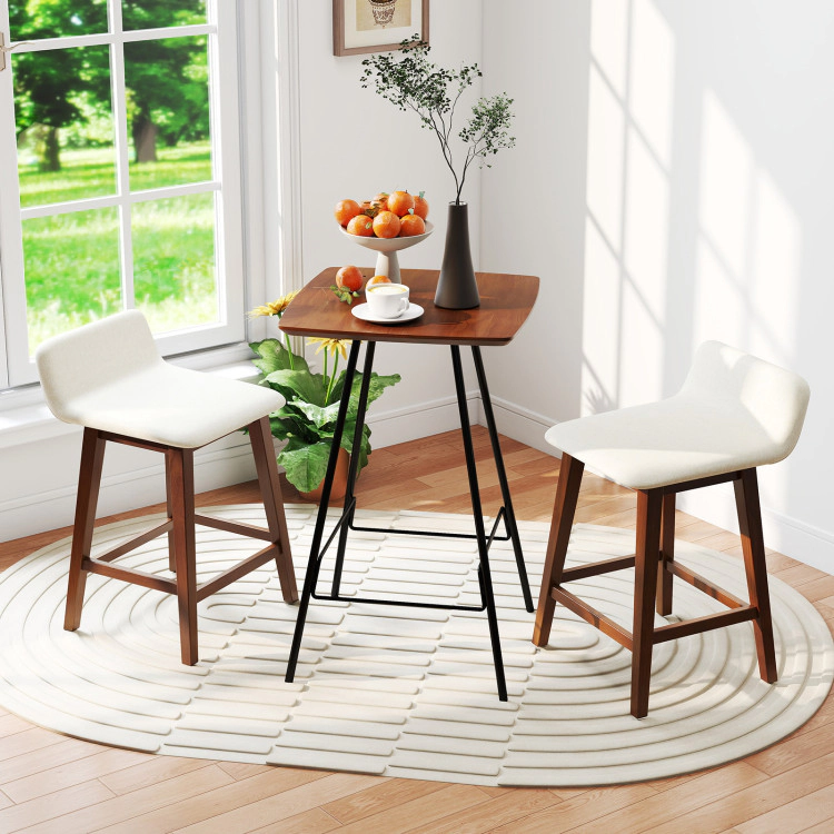 Hivvago 24-Inch Bar Stools with Minimalist Low Back for Kitchen or Dining Area - Set of 2