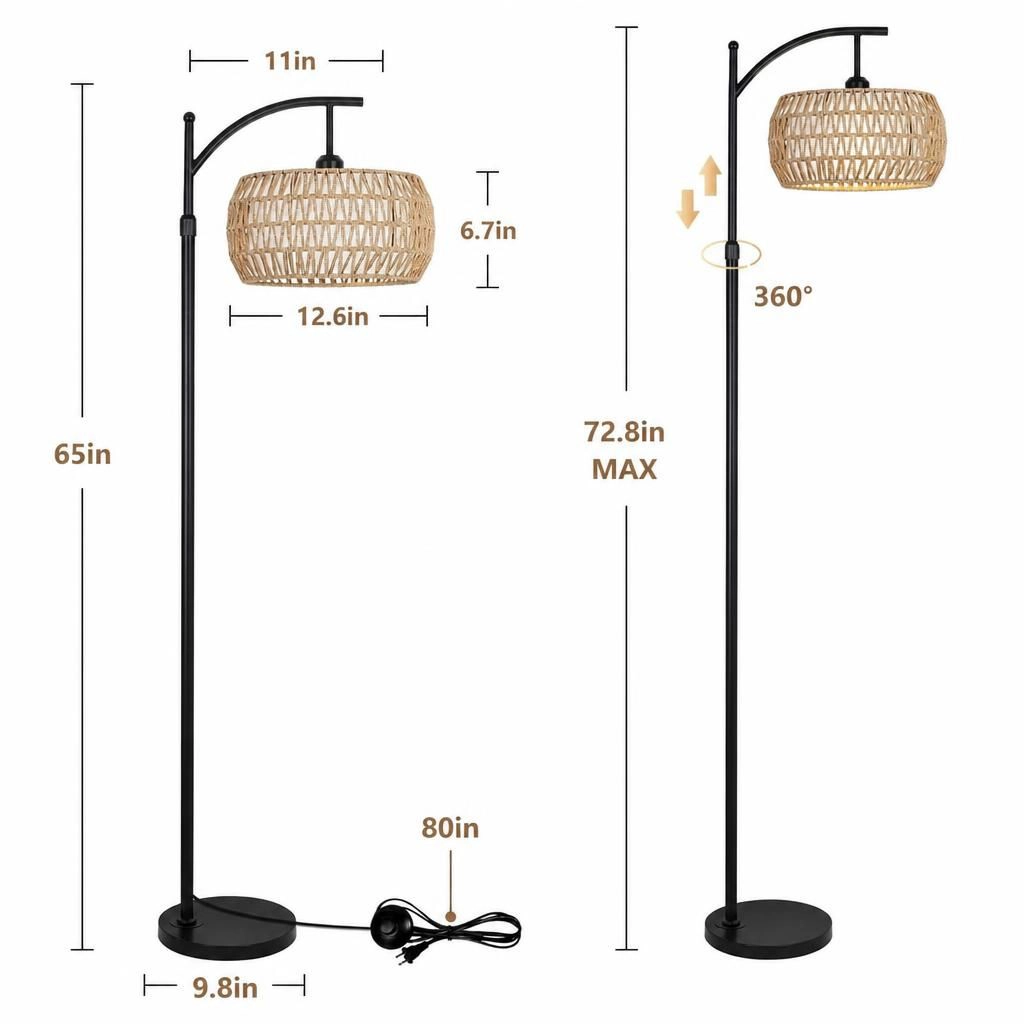 ELEMENT ACE Woven Rattan Metal Flush Mount Ceiling Light