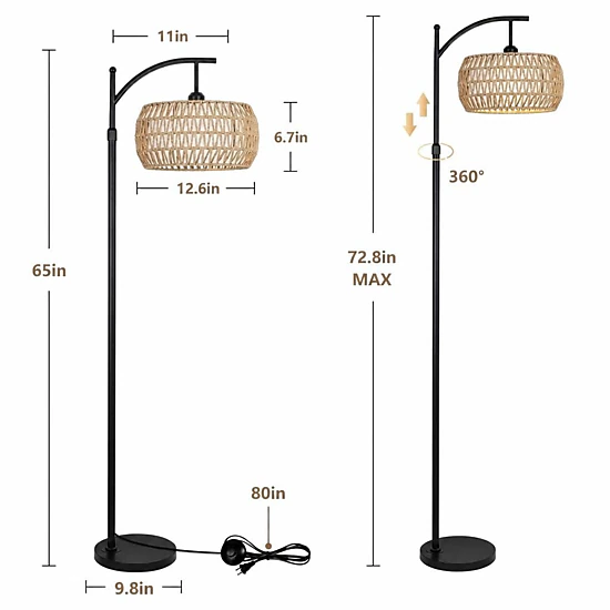 ELEMENT ACE Woven Rattan Metal Flush Mount Ceiling Light