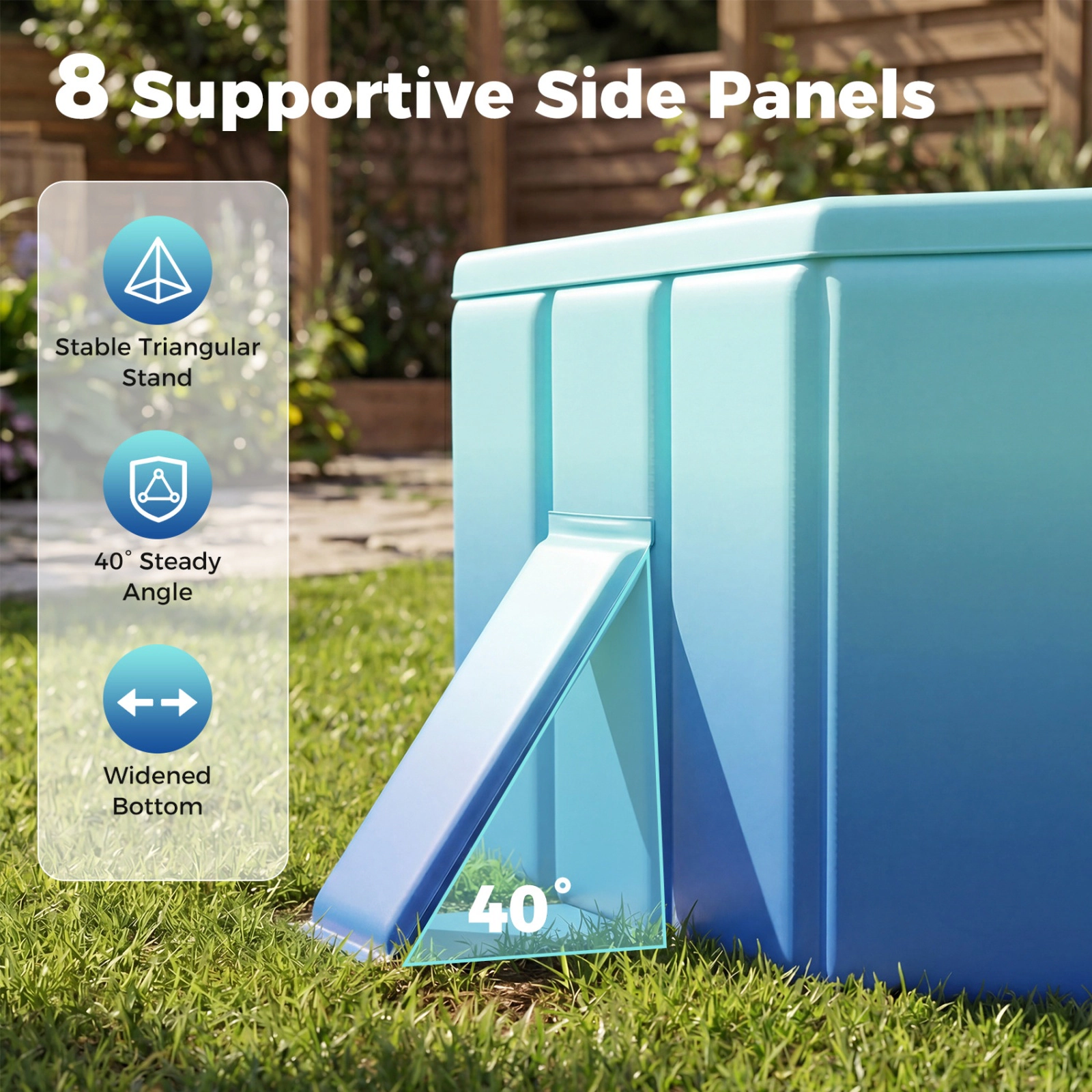 SUGIFT Green Gradient Foldable Above Ground Pool with 8 Support Panels 88-in W 20-in H 661-lb Pool Capacity