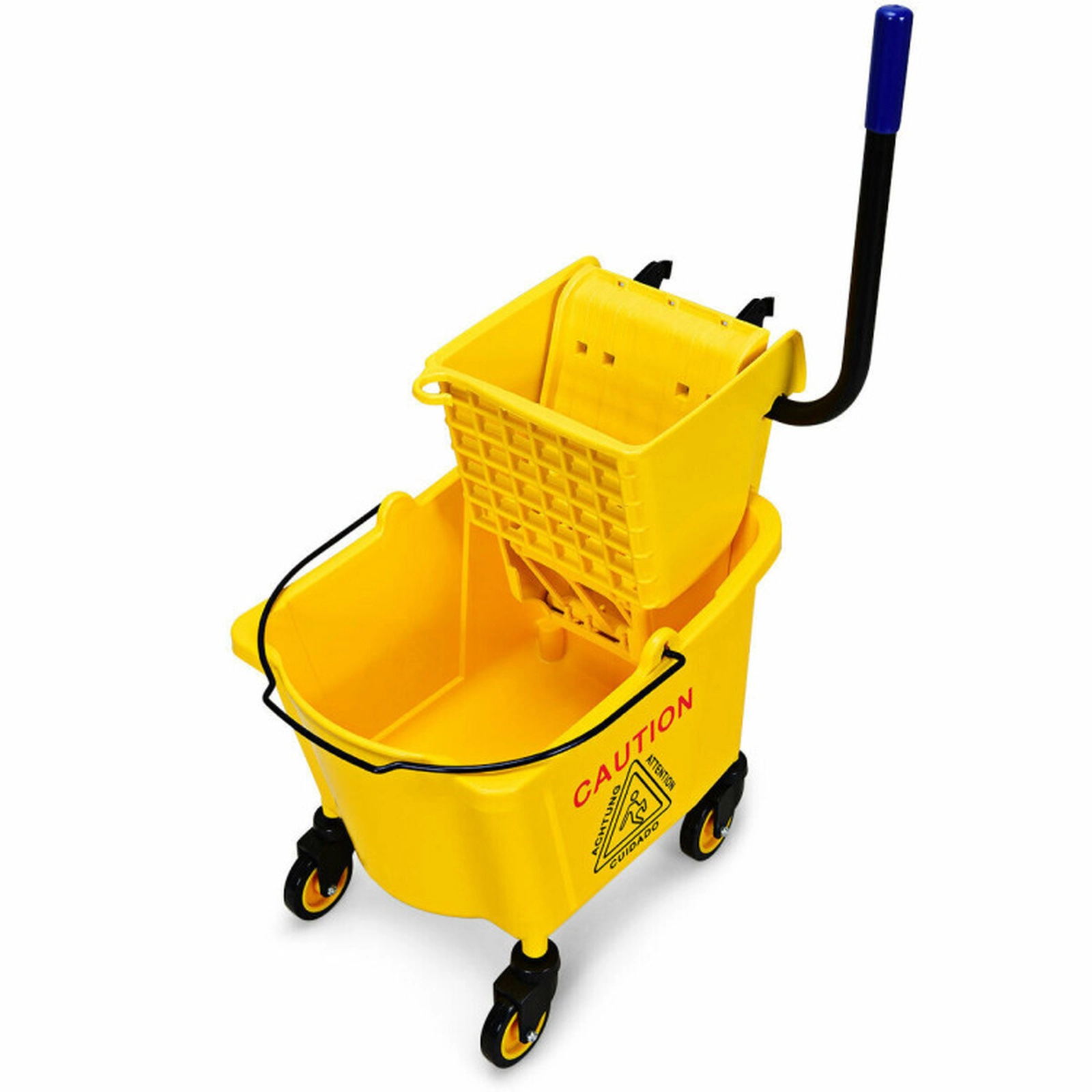 SUGIFT Yellow 26-Quart Commercial Mop Bucket with Side Press Wringer and 3-in Swivel Casters 19.5-in W 33-in H